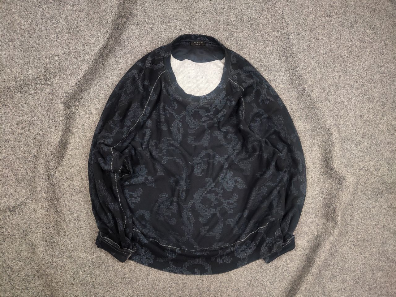 Rag & Bone Rag & Bone Design Dark Blue Pattern Oversized Sweatshirt Size L / US 10 / IT 46 - 2 Thumbnail