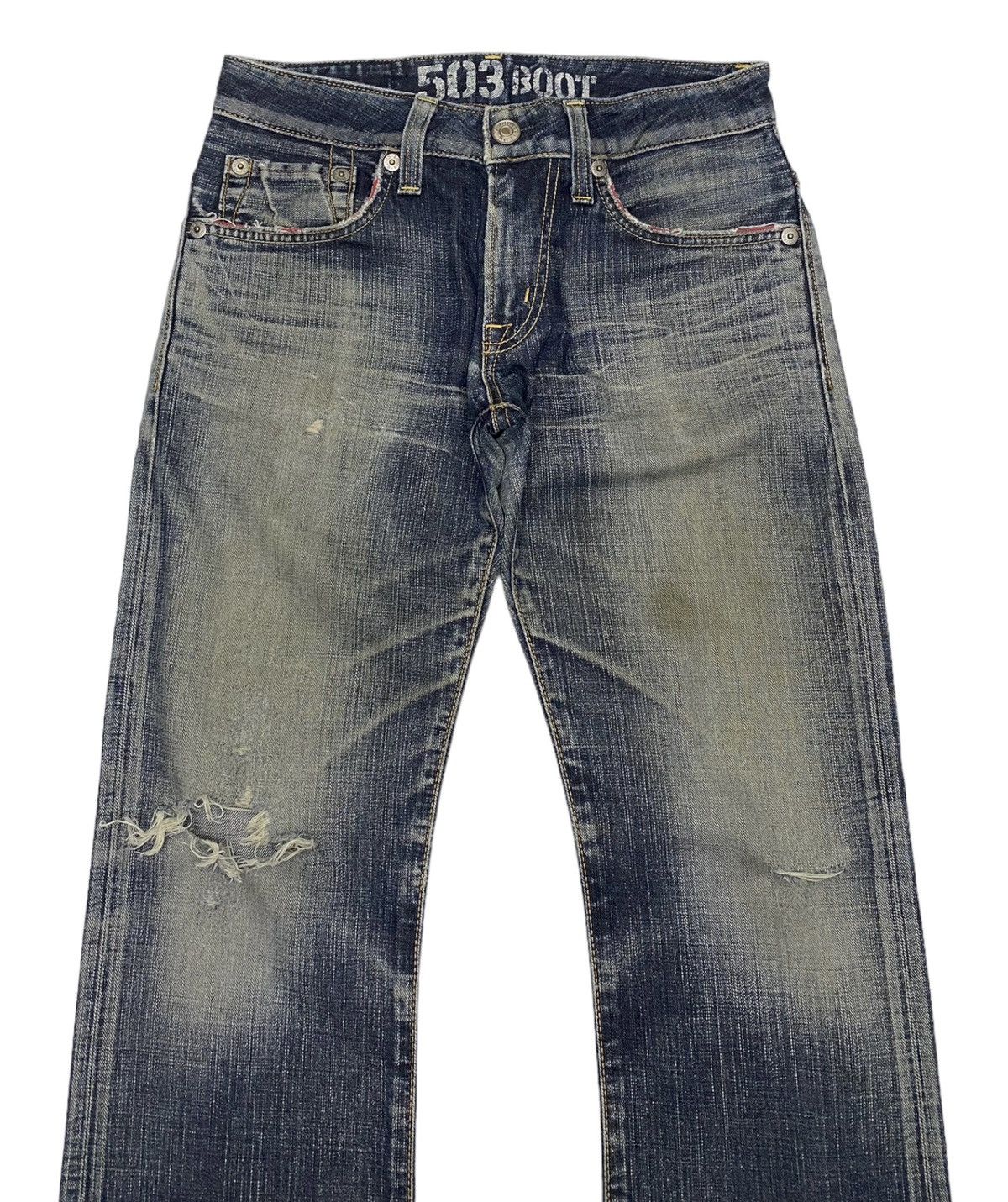 Edwin EDWIN 503 BOOTCUT DISTRESS DENIM FLARE JEANS Size US 30 / EU 46 - 3 Thumbnail