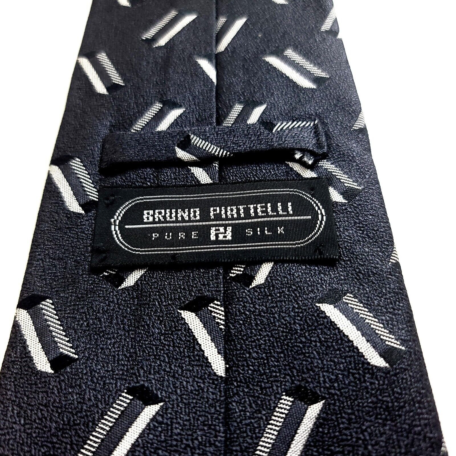 Piattelli Bruno Piattelli Gray Abstract Geometric Woven Wide Silk Tie Size ONE SIZE - 3 Thumbnail