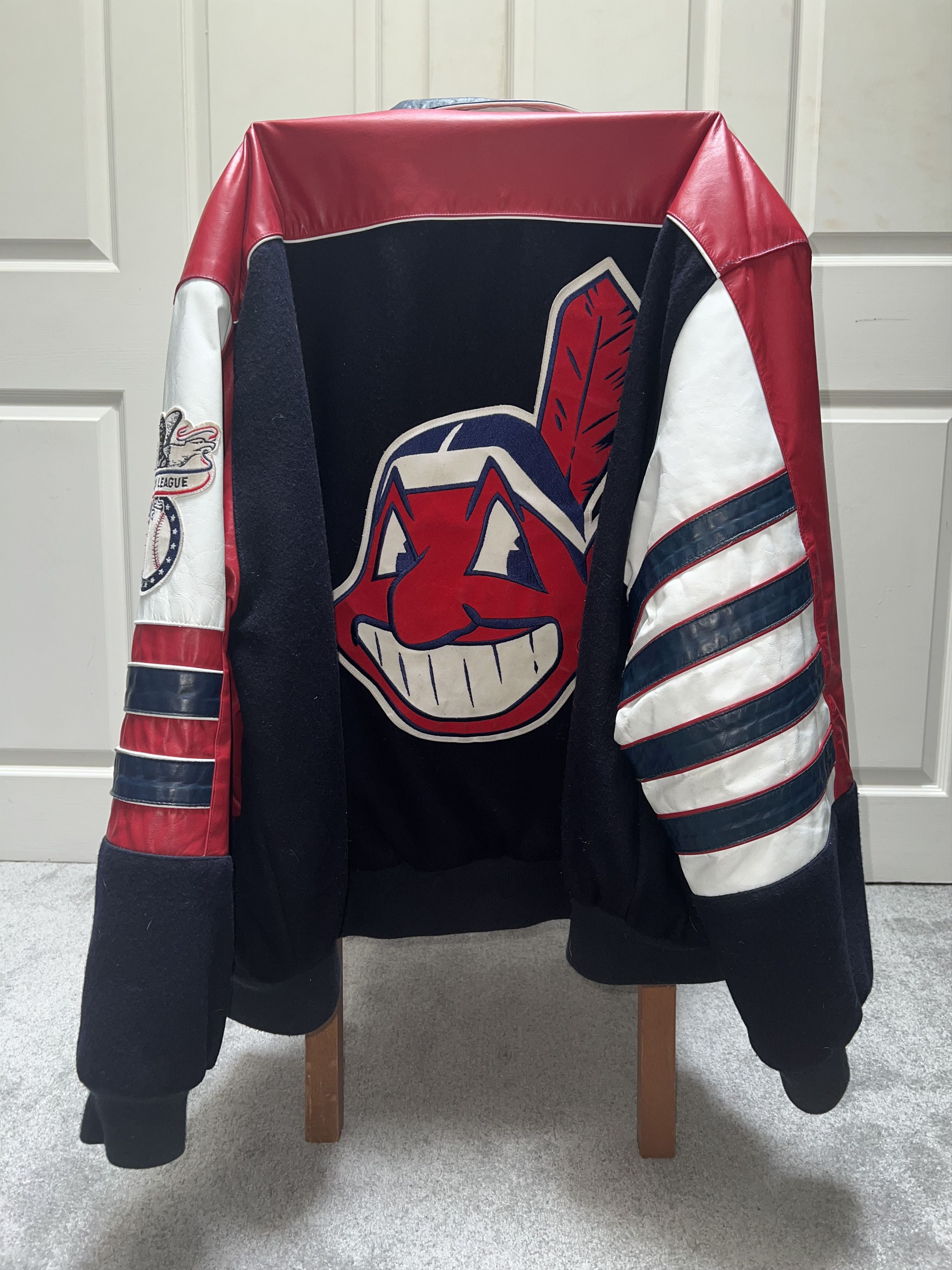 Rare Cleveland Indians Jeff Hamilton Wool Leather Varsity Jacket