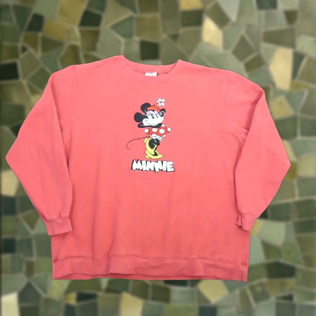 VINTAGE Disney Store Red Minnie Mouse Embroidered Sweatshirt XXL Women Crewneck Pullover 90s Casual