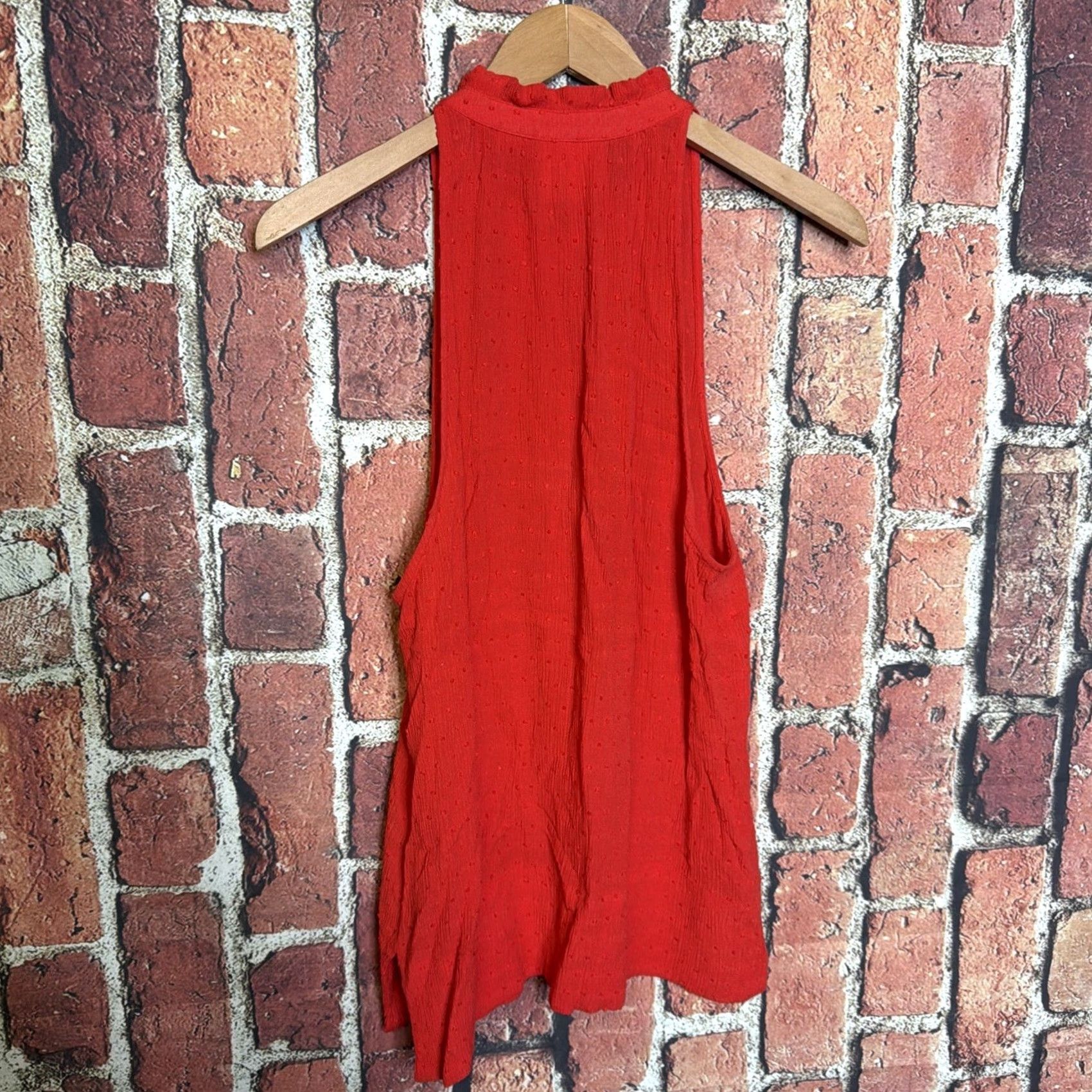 Vintage Maeve Blouse Shirt Woman Regular Medium Red V-Neck Button Front Sleeveless Paisley Flutter Sleeve Par K Casual Tunic 27” Length Size M / US 6-8 / IT 42-44 - 3 Thumbnail