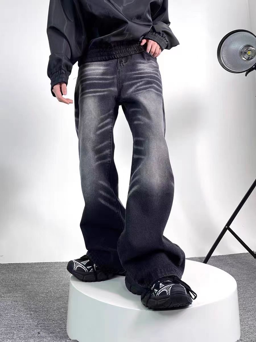 Japanese Brand × Jean Black Washed Loose Wide Leg Jeans Size US 31 - 2 Thumbnail