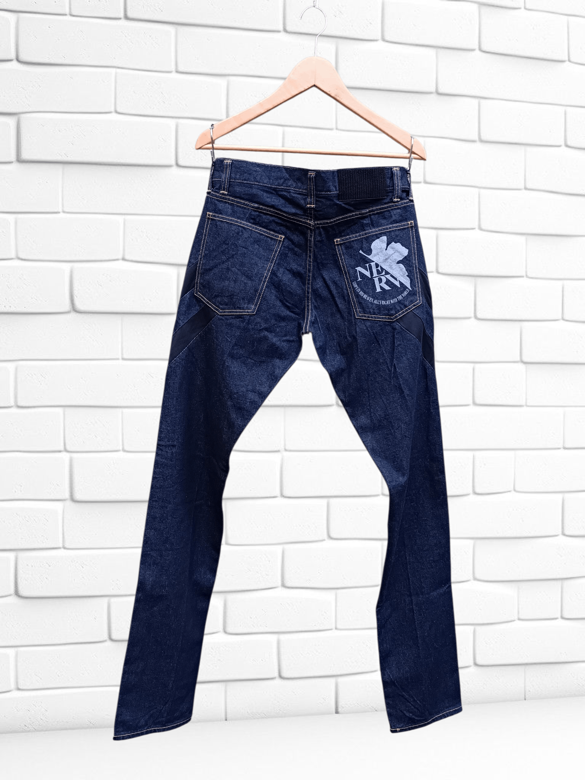 Anime Vintage Evangelion Genesis NERV Cospa Japanese Denim Pants Size US 30 / EU 46 - 1 Thumbnail