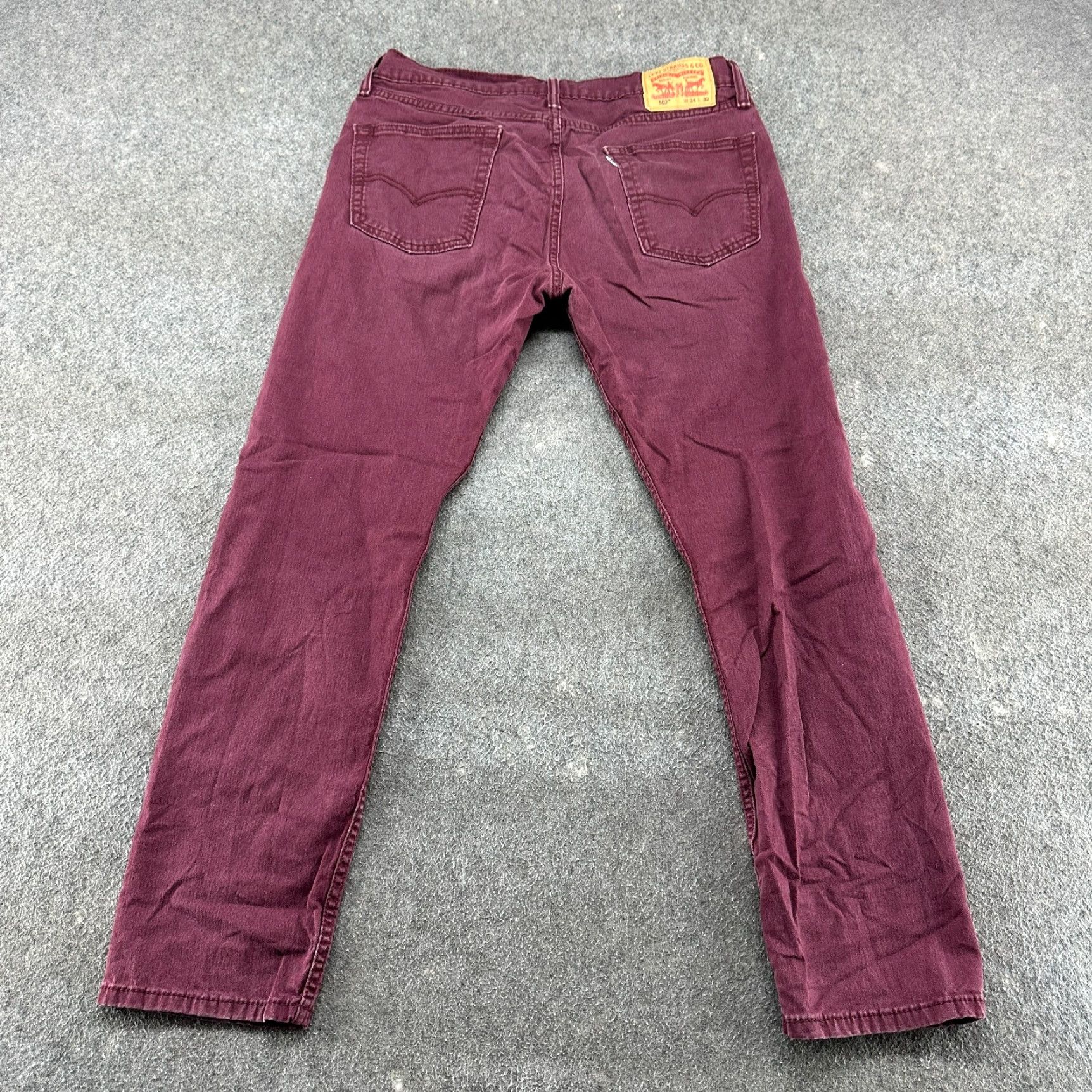 Levi's Levi's 502 Jeans Mens 34x32 Red Dark Wash Cotton Stretch Tapered Athletic Denim 5-Pocket Zipper Button Logo Patch Vintage No Size US 34 / EU 50 - 6 Thumbnail