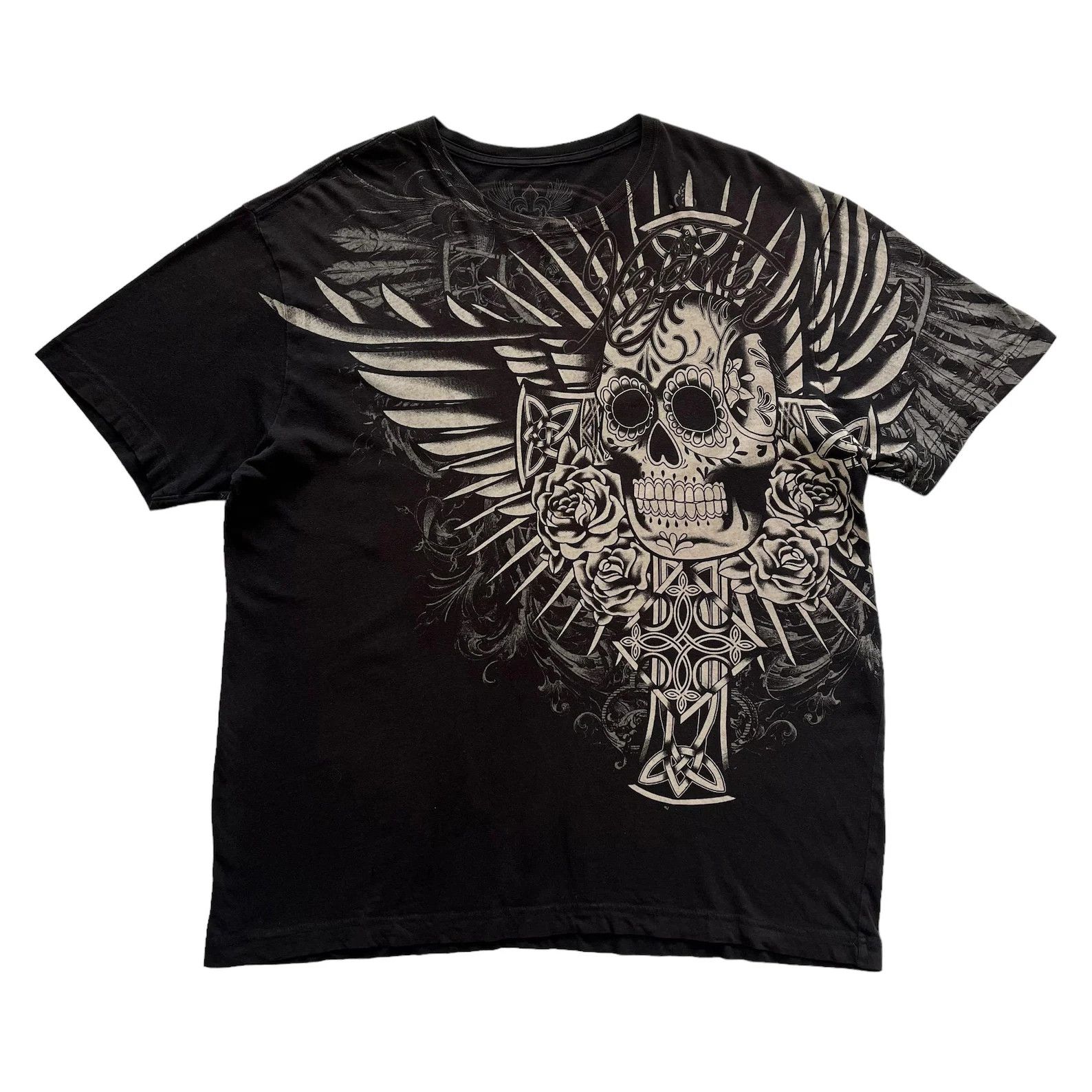 Affliction × Streetwear × Vintage RARE Xzavier Skull Wing