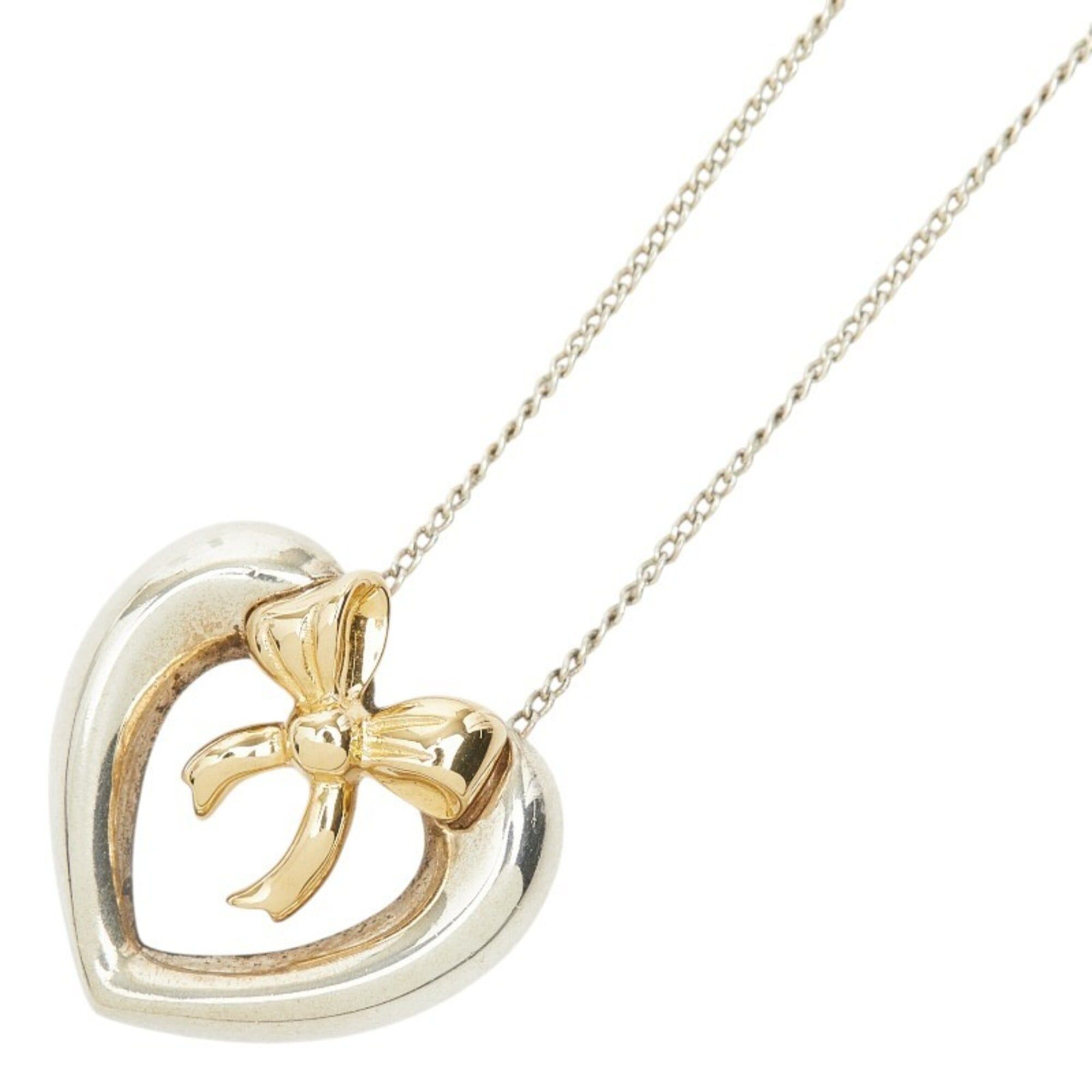 Tiffany & Co. Tiffany & Co. Heart Ribbon Necklace, Silver Gold (SV925, 18K Yellow Gold) - Women's Necklace Size ONE SIZE - 1 Thumbnail