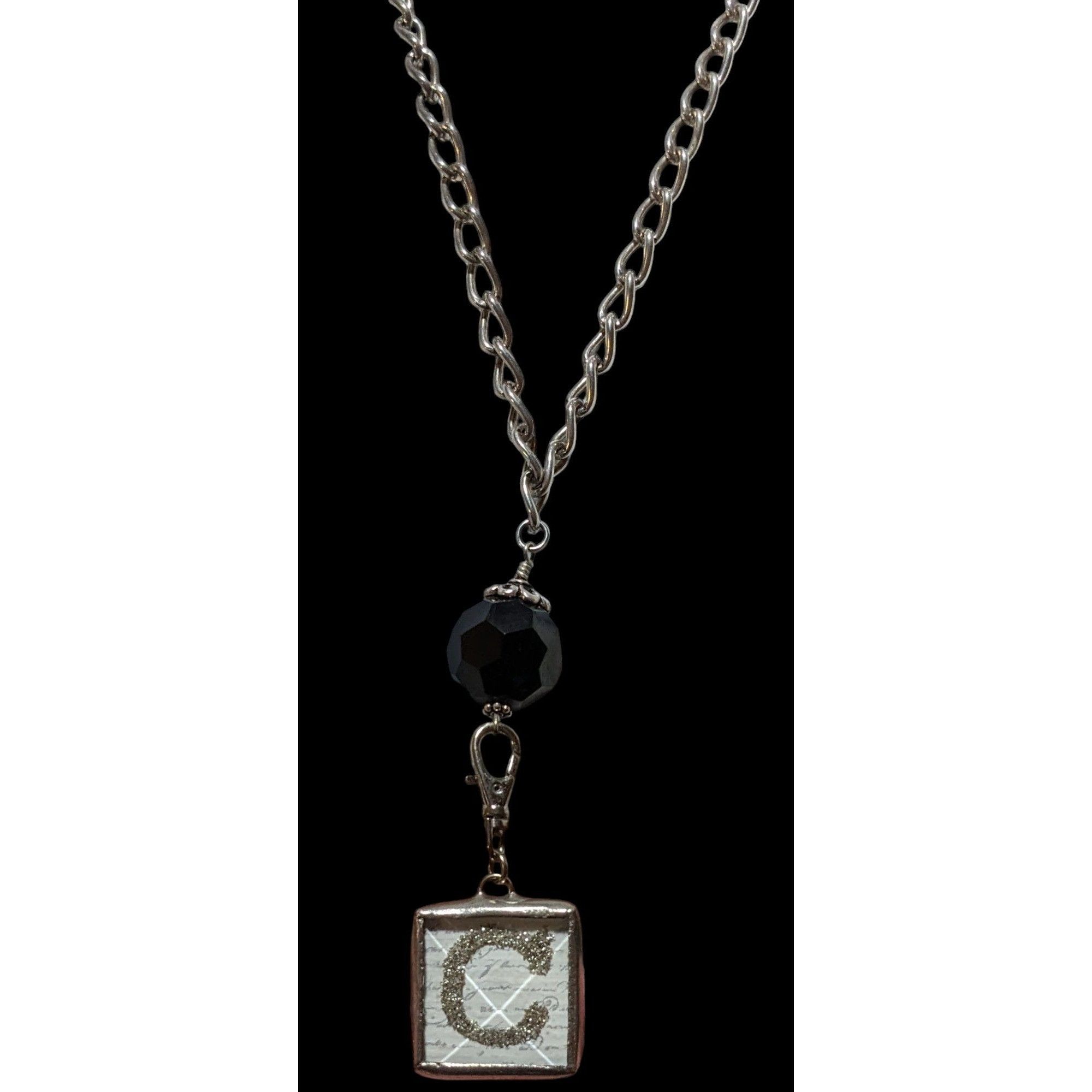 Other Unique Glitter Heart C Reversible Pendant Necklace Size ONE SIZE - 4 Thumbnail