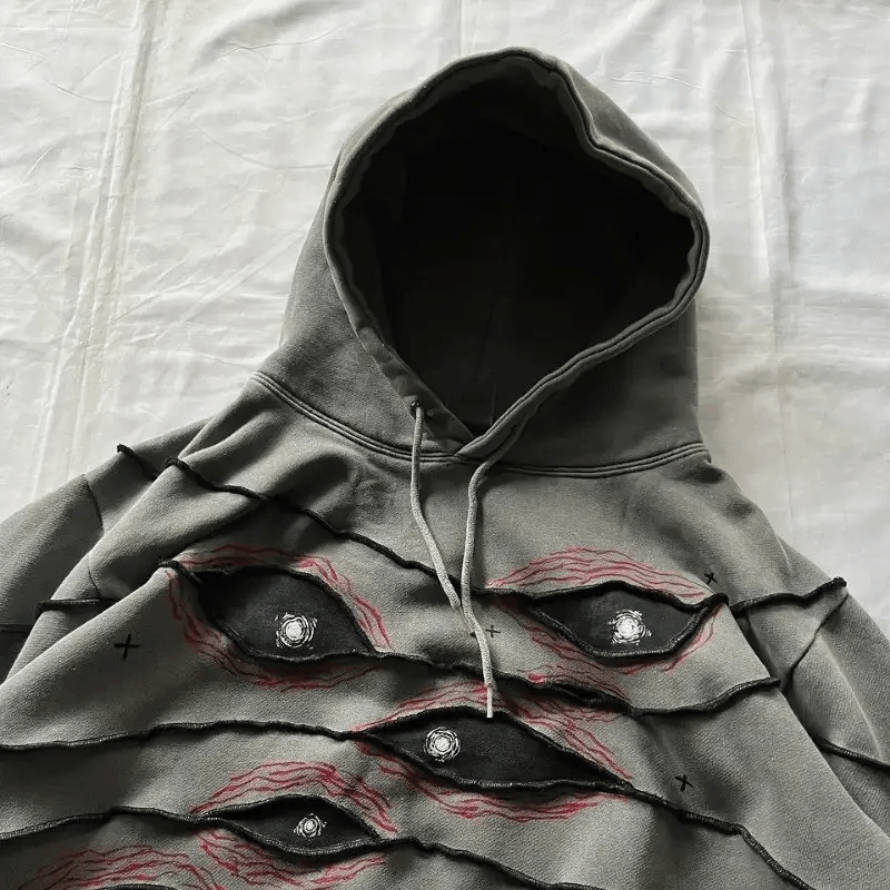 Japanese Brand × Vintage Hip Hop Street Retro Eyes Loose Hooded Sweatshirt Size US L / EU 52-54 / 3 - 3 Thumbnail