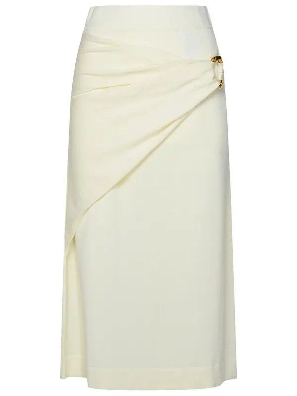 Jil Sander o1y1025 Midi Skirt in Ivory Size 26" / US 2 / IT 38 - 1 Thumbnail