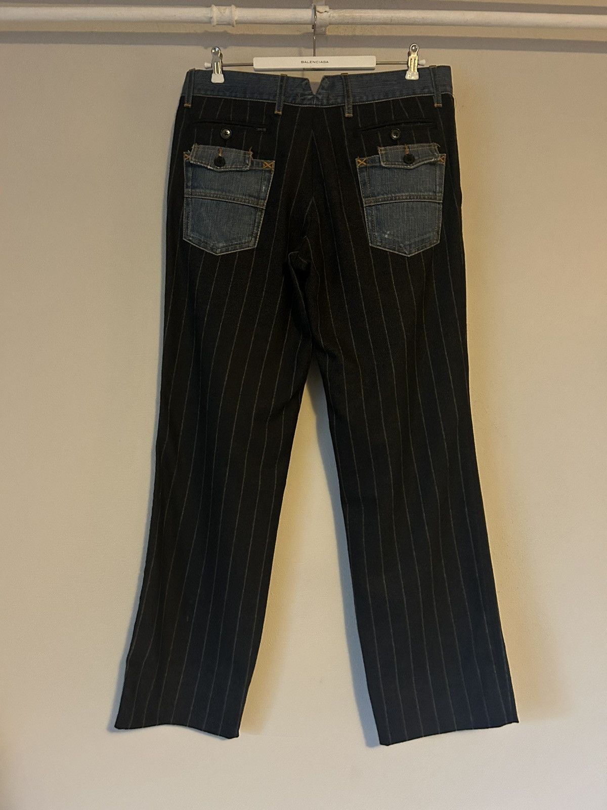 Dolce & Gabbana Pinstripe Wool Trousers with Denim Accents - Size 50 Size US 34 / EU 50 - 8 Thumbnail