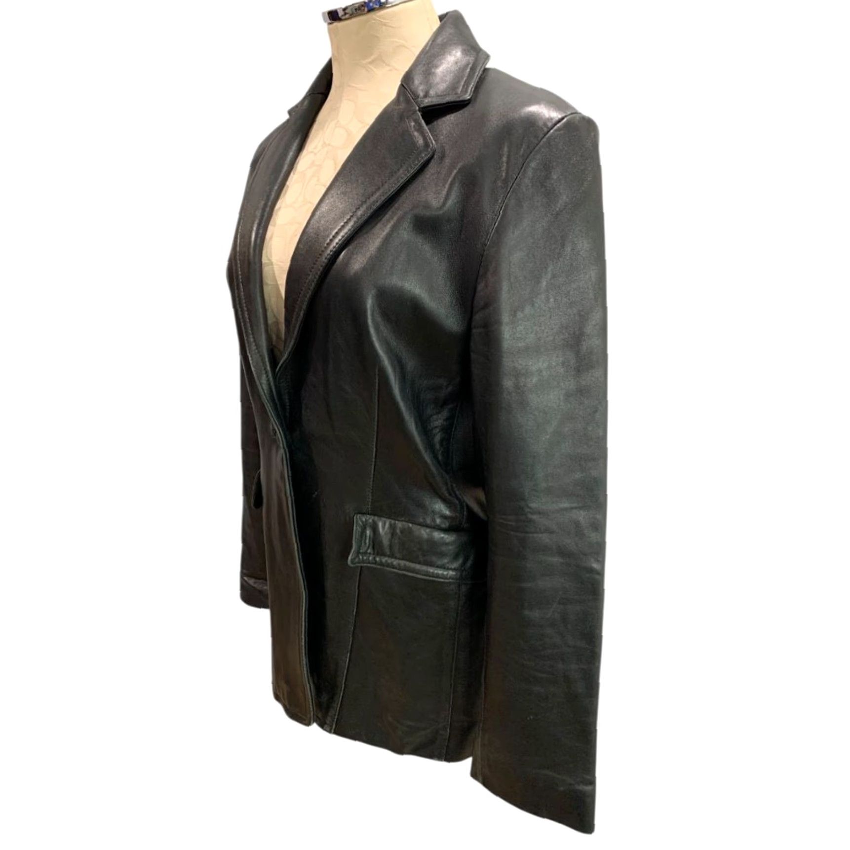 Nine West Nine West Womens Leather Jacket Black Size Medium Biker Jacket Modern Soft Adult Womens Size M / US 6-8 / IT 42-44 - 3 Thumbnail