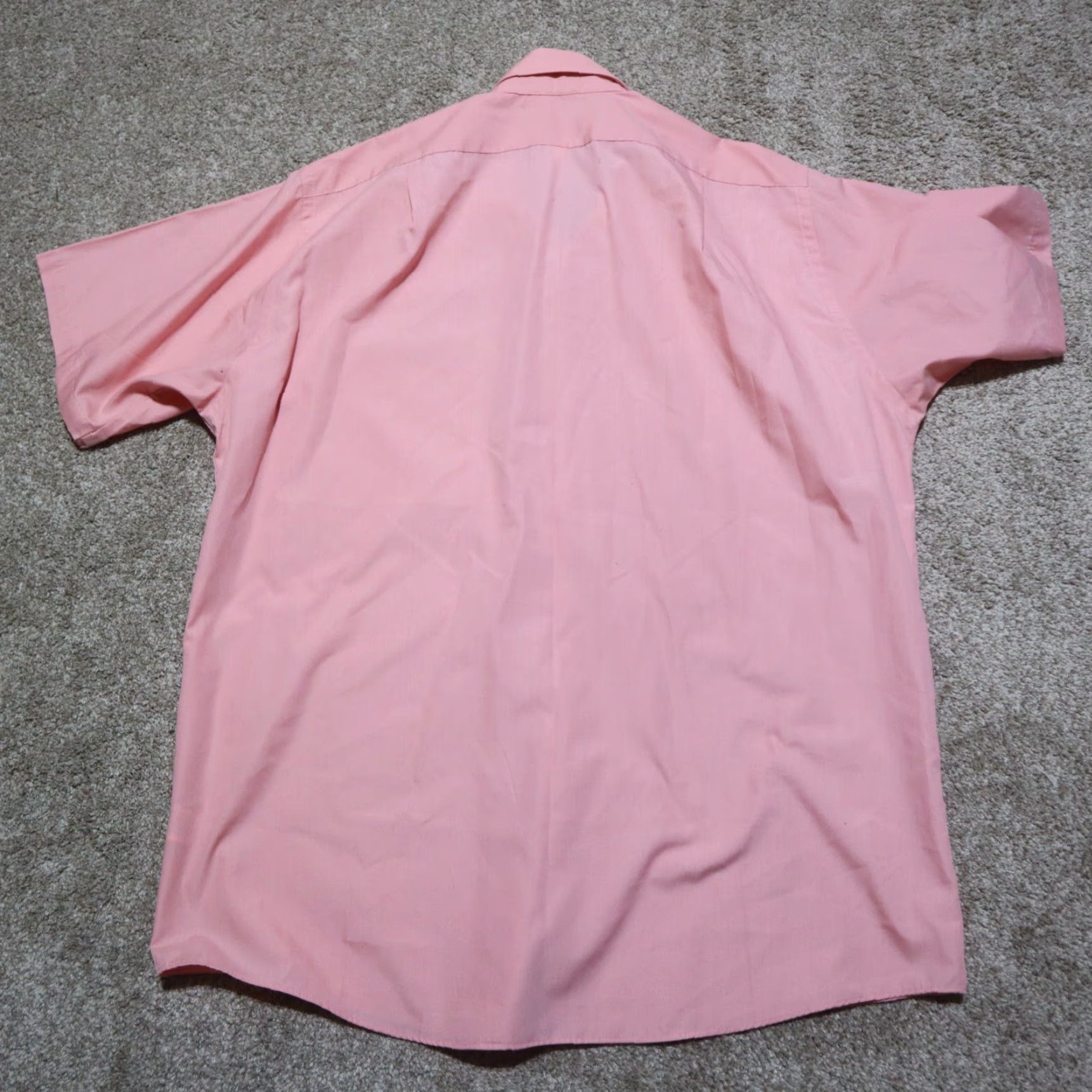 Van Heusen Van Heusen Dress Shirt Men 16.5 Pink Solid Poplin Button Up Collar Down Wrinkle Free Shirt Size 46R - 7 Thumbnail