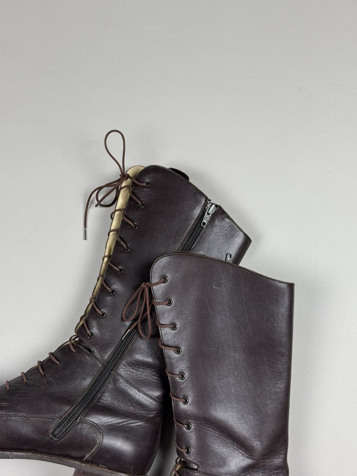 Paraboot Paraboot Ladies Tall Lace Calf Combat Leather Boots Shoes Size US 7.5 / IT 37.5 - 2 Thumbnail