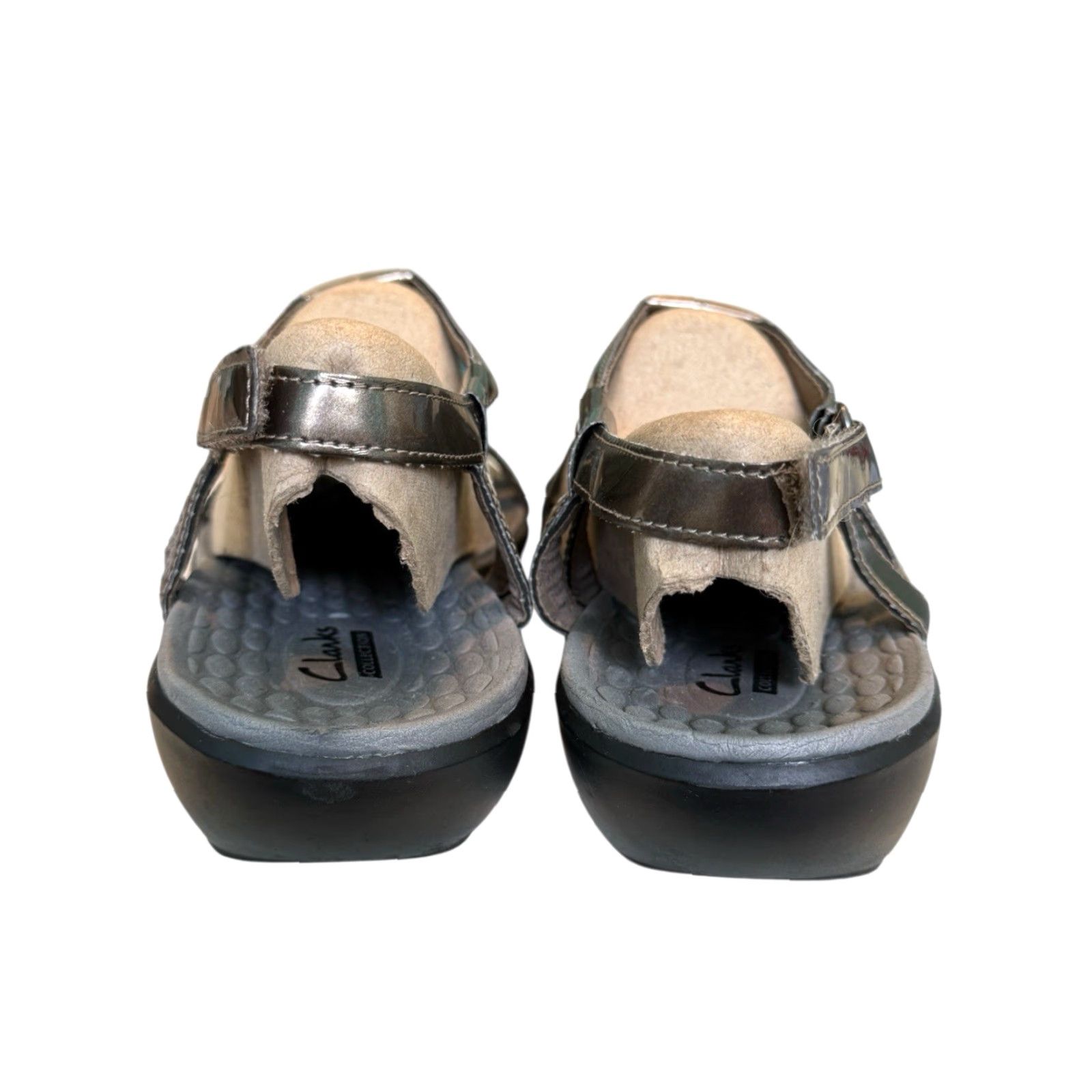 Clarks Clark’s Collection Metallic Patent Leather Strappy Sandals 10 M Gunmetal Gray Sandals Bohemian Comfort Slide Sandals Women Mens Womens Size US 8 / IT 38 - 5 Thumbnail