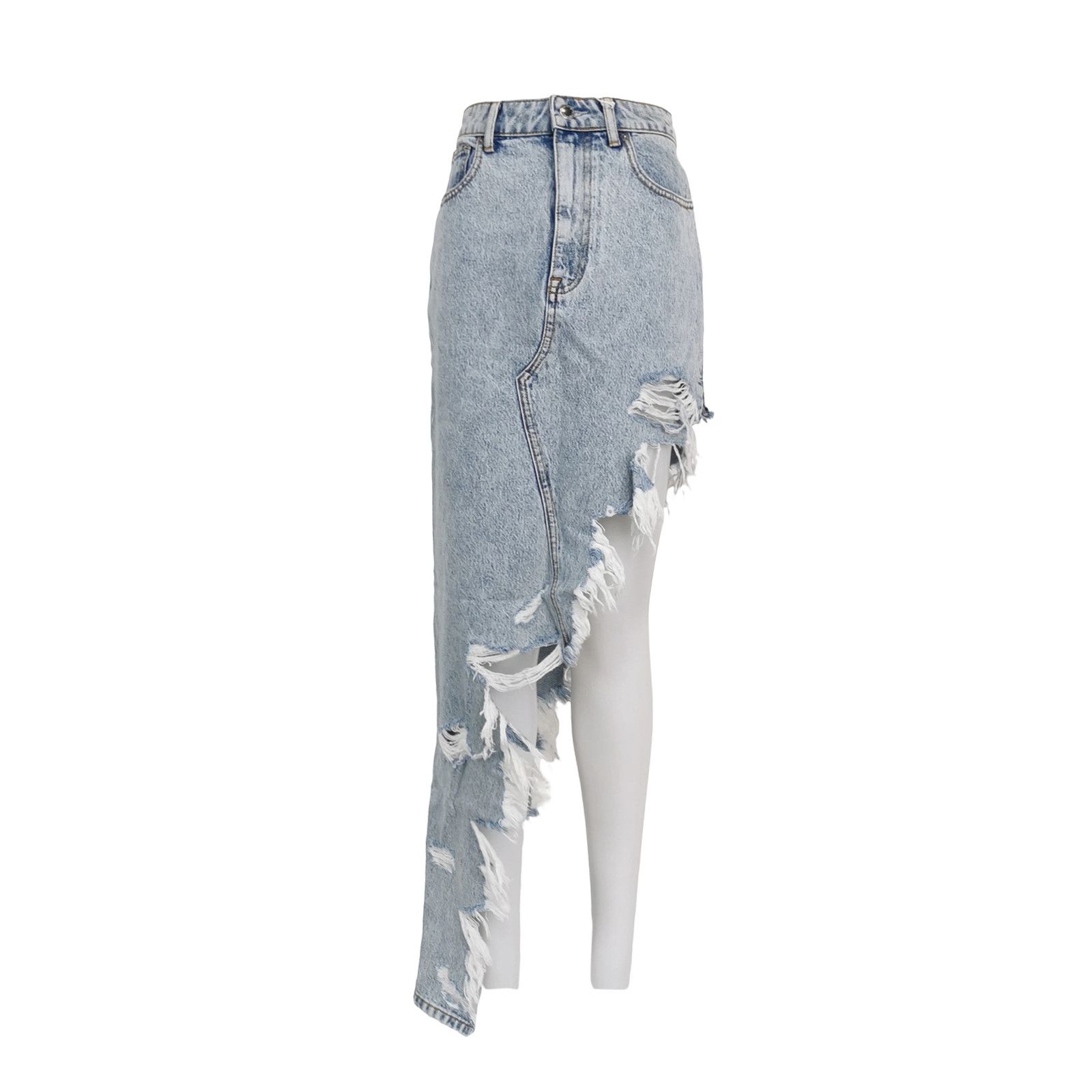 Alexander Wang Alexander Wang Distressed Denim Skirt Size 26 Size 26" / US 2 / IT 38 - 1 Thumbnail