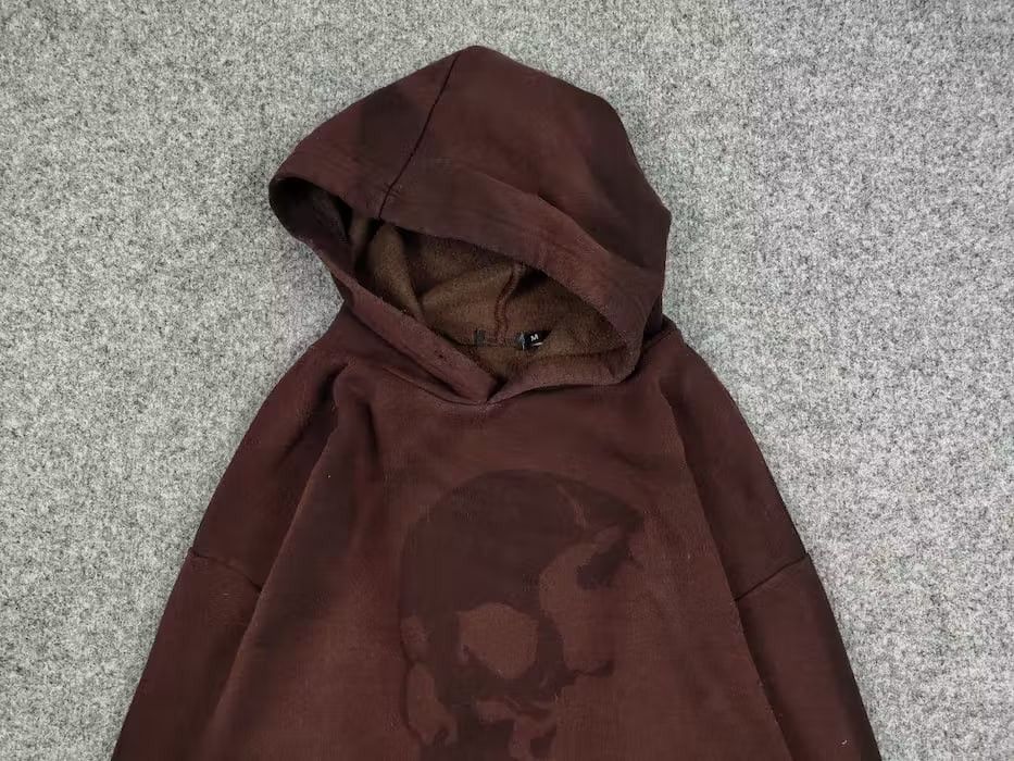 Japanese Brand 💀 Vintage 90's Sun Faded Silhouette Boxy Brown Blank Hoodie Size US M / EU 48-50 / 2 - 8 Thumbnail