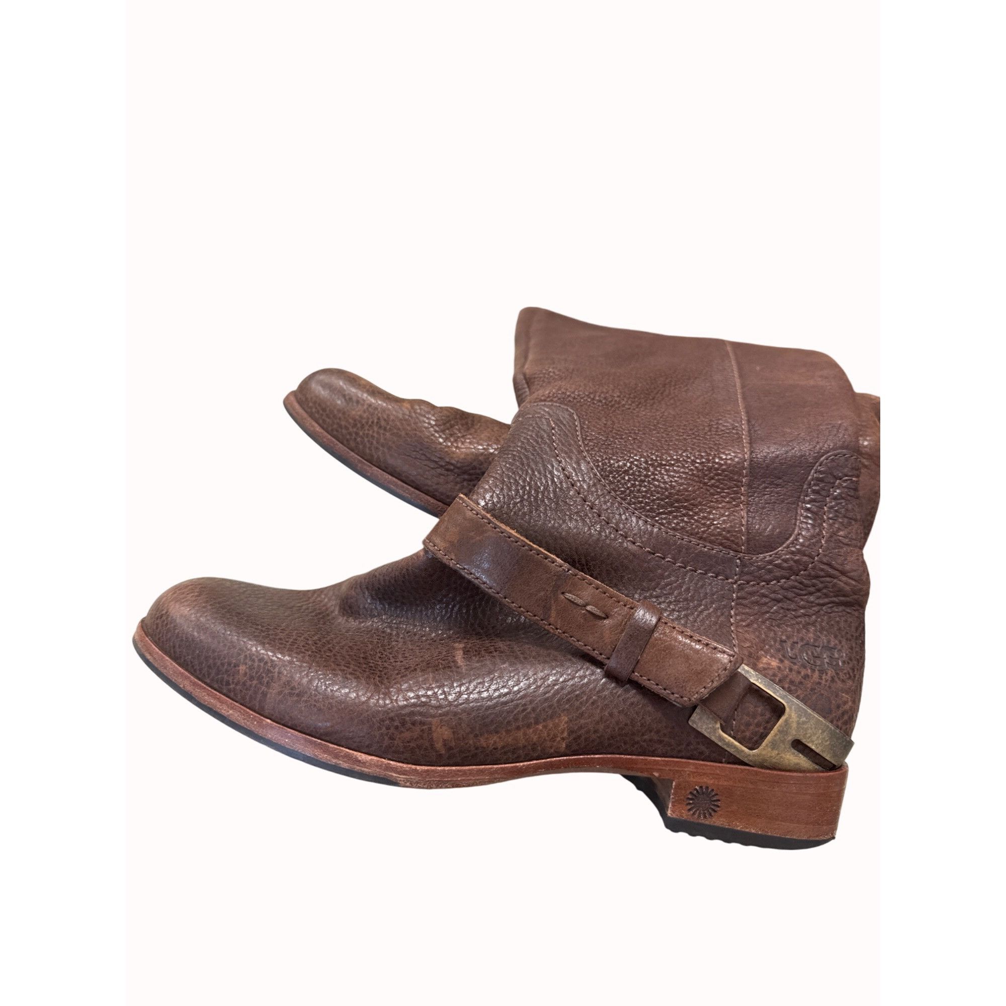 Ugg UGG women’s leather sheepskin brown mid calf boots shoes siz Size US 6 / IT 36 - 9 Thumbnail
