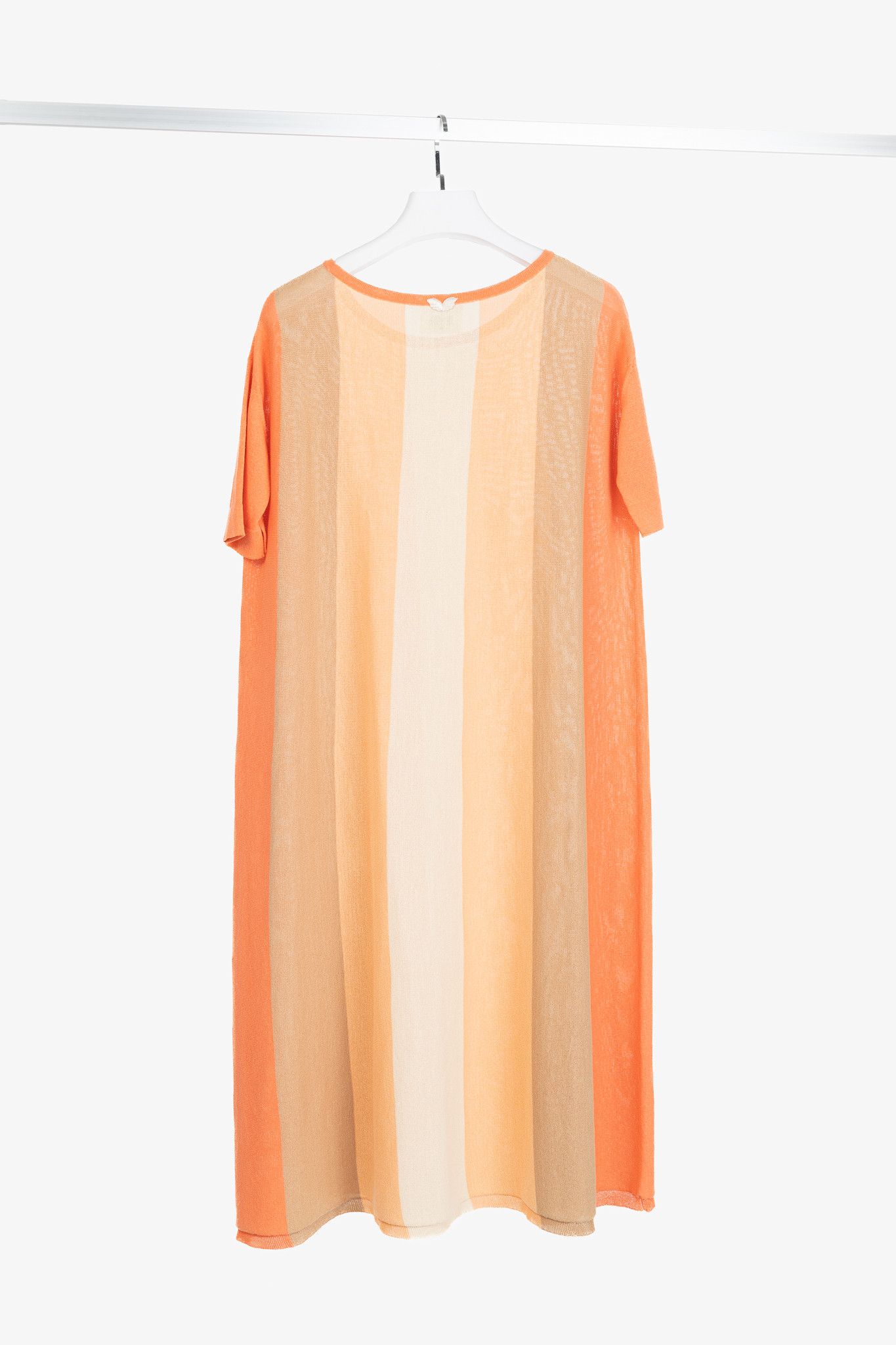 Other Antipast Coral-Striped Japanese-Paper Knit Midi Dress Size M / US 6-8 / IT 42-44 - 2 Thumbnail
