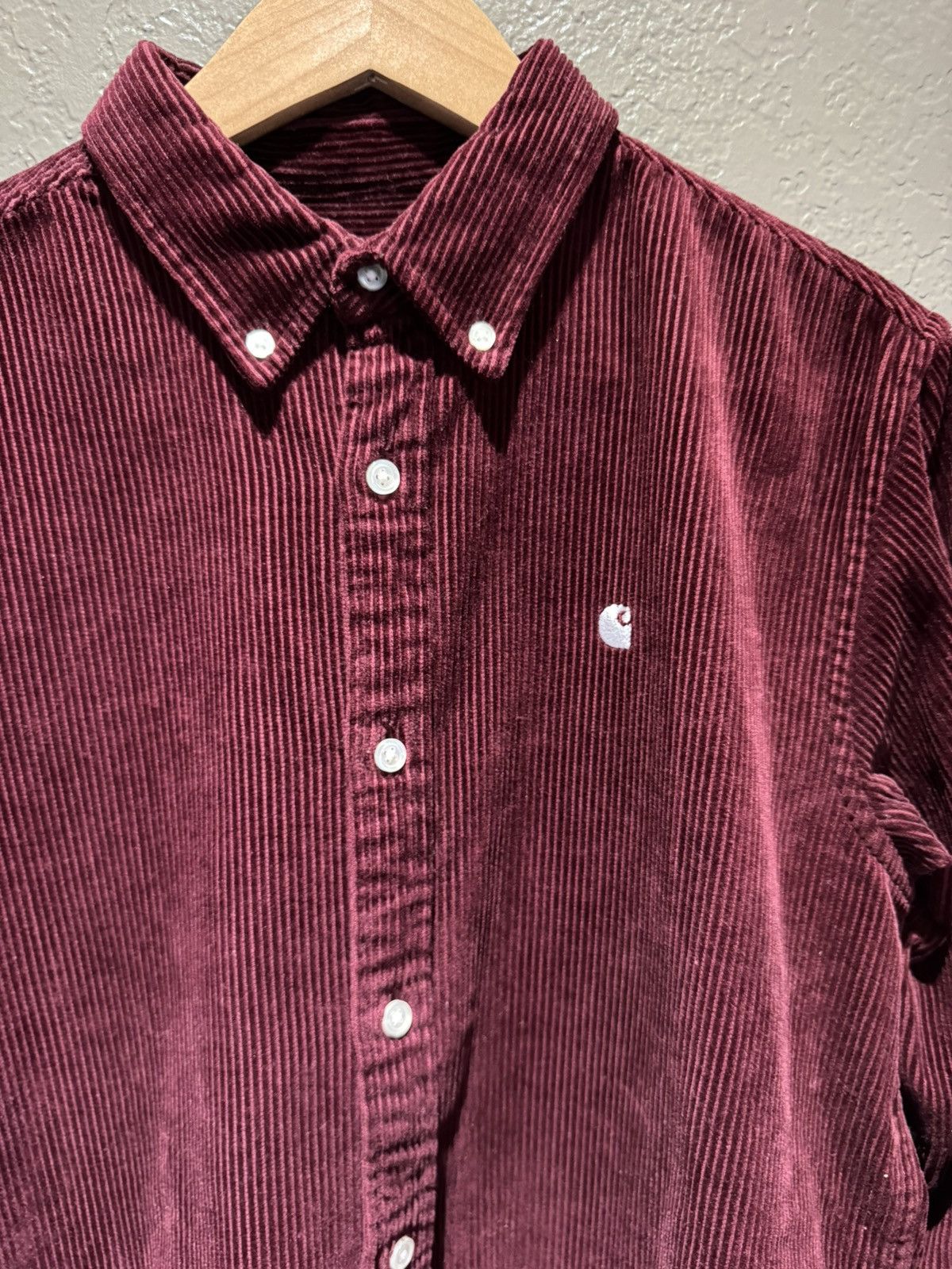 Carhartt Burgundy Carhartt Corduroy Button Up Shirt Thick Soft Medium Size US M / EU 48-50 / 2 - 2 Thumbnail