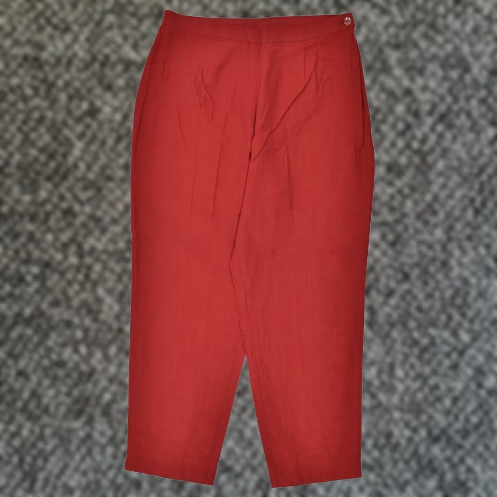 Vintage VINTAGE Pegged Casual Trousers XL IT 48 W34 L26 Red Polyester IO04 Womens Size 40" / US 18 - 1 Thumbnail