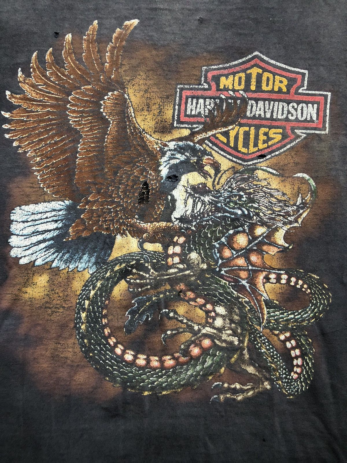 Harley Davidson × Vintage Vintage Faded 80s Harley Davidson Single Stitch T Shirt Size US XL / EU 56 / 4 - 2 Thumbnail