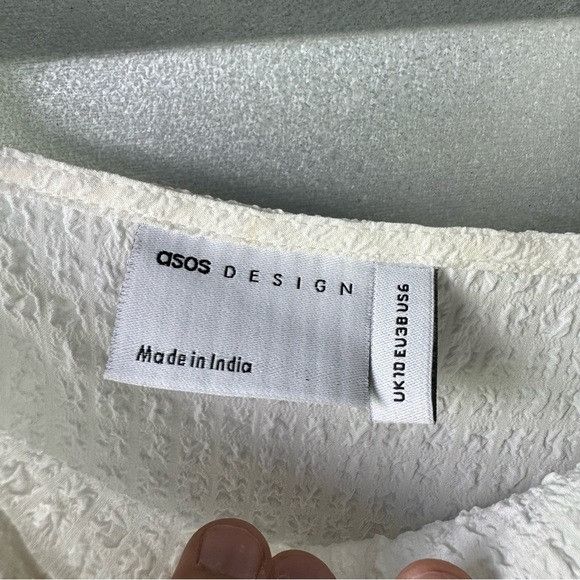 Asos New ASOS Design White Tie Shoulder Ruffle Mini Dress Sz 6 Size M / US 6-8 / IT 42-44 - 3 Thumbnail