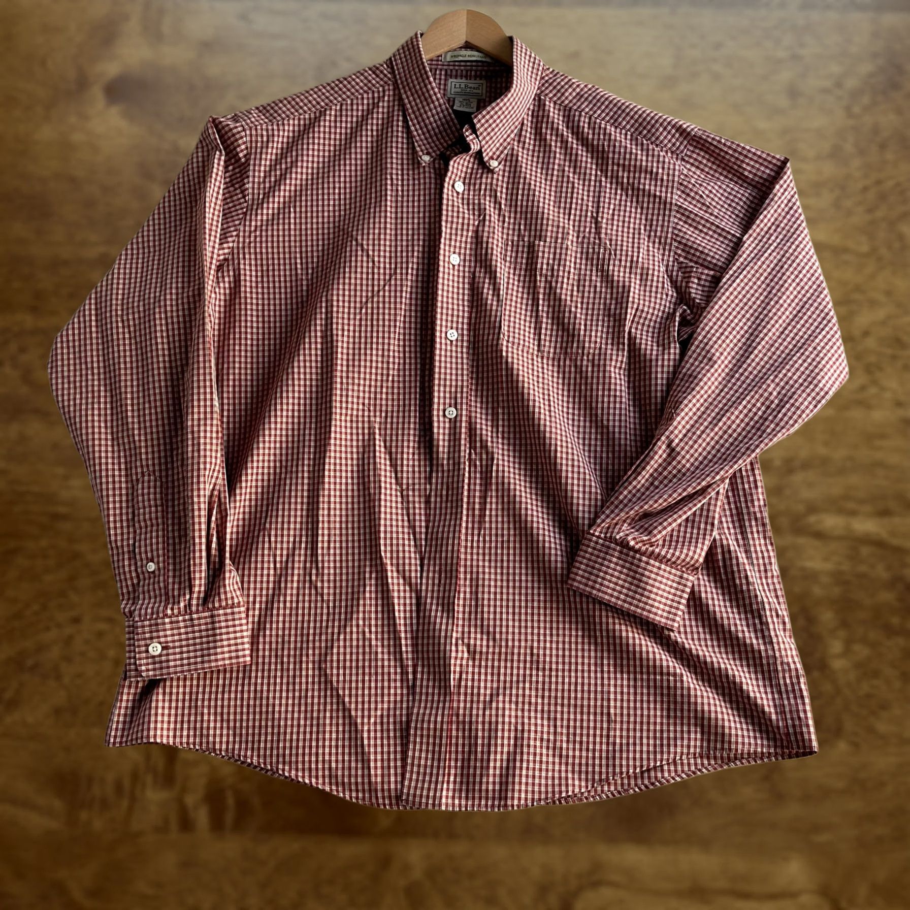 Vintage L.L. Bean Shirt Mens XL Red Check Long Sleeve Button Down Wrinkle Resistant Size US XL / EU 56 / 4 - 1 Thumbnail