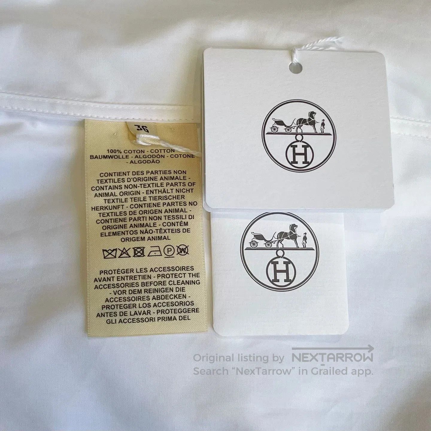 Hermes Hermes White Stand Collar Shirt. Size US S / EU 44-46 / 1 - 7 Thumbnail
