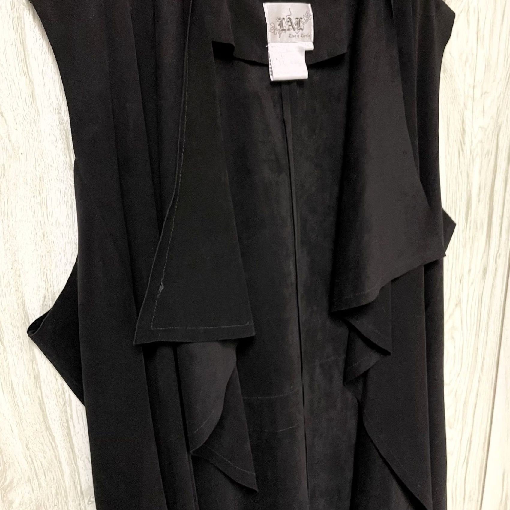 Olive VINTAGE Live a Little Women Vest Boho Y2K Open Front Waterfall Sleeveless Black XL Size XL / US 12-14 / IT 48-50 - 4 Thumbnail