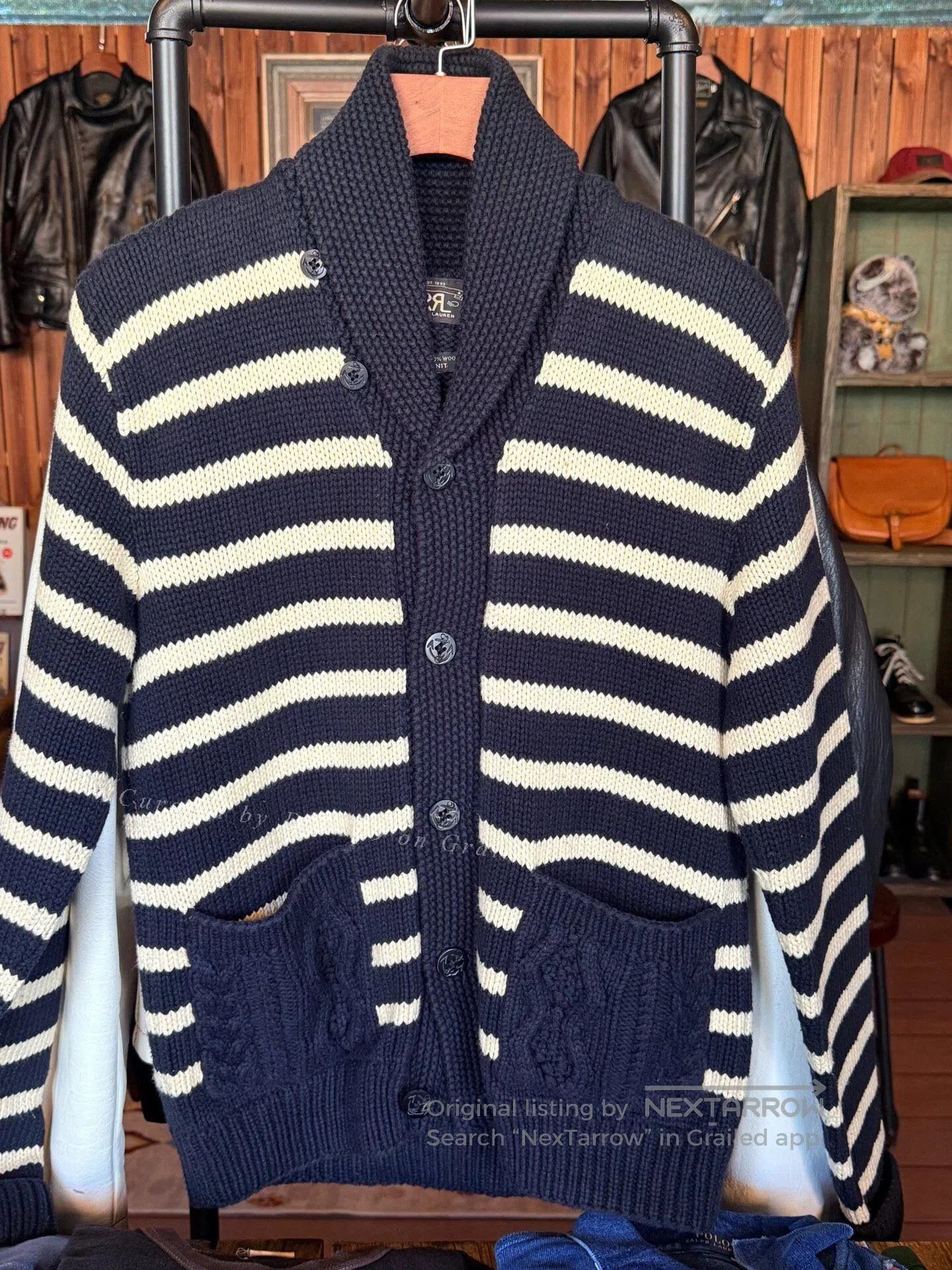 RRL Ralph Lauren RRL Navy White Stripe Cardigan. Size US M / EU 48-50 / 2 - 1 Thumbnail