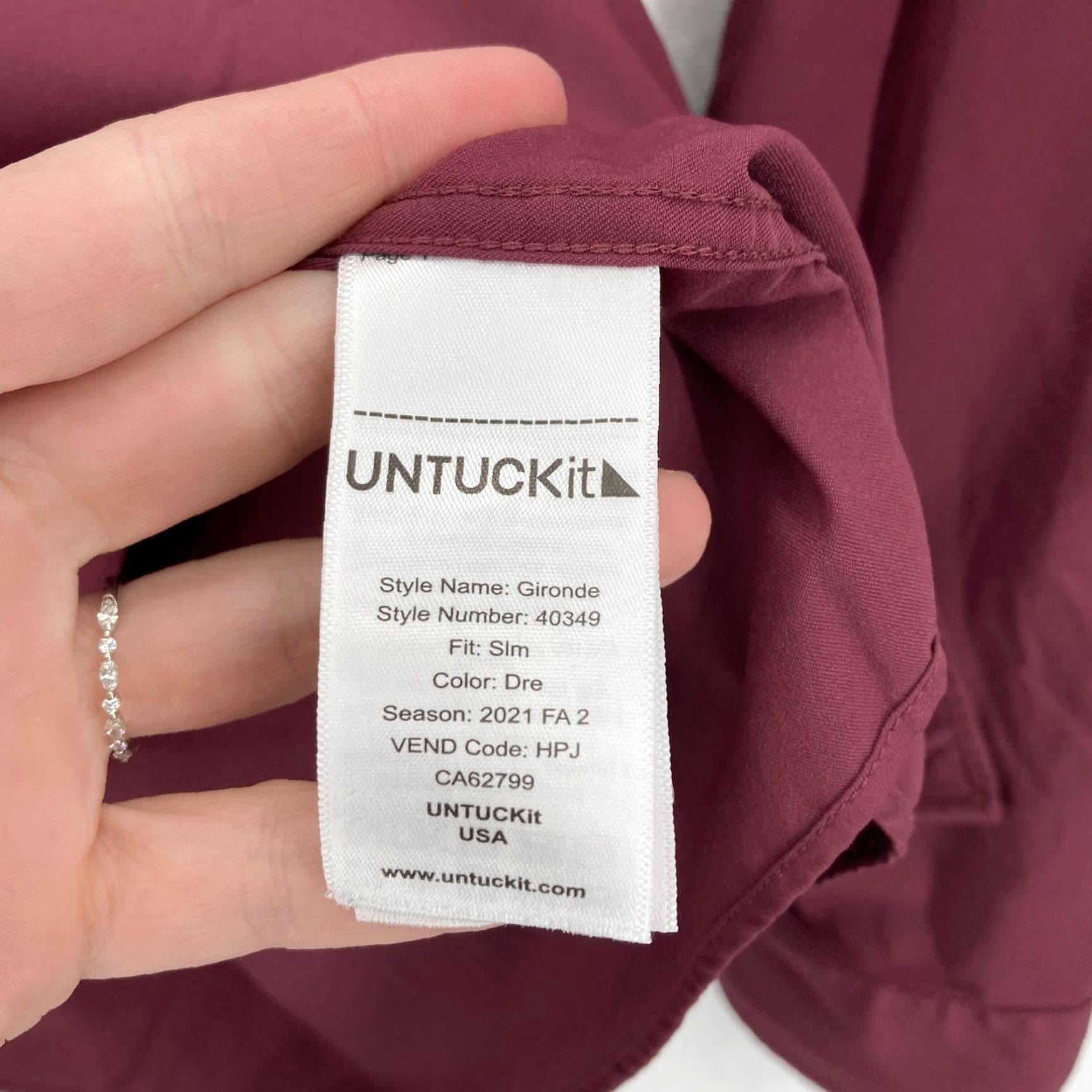 UNTUCKit UNTUCKit Shirt Mens 2XL Burgundy Gironde Slim Fit Button Up Long Sleeve Stretch Size US XXL / EU 58 / 5 - 5 Thumbnail