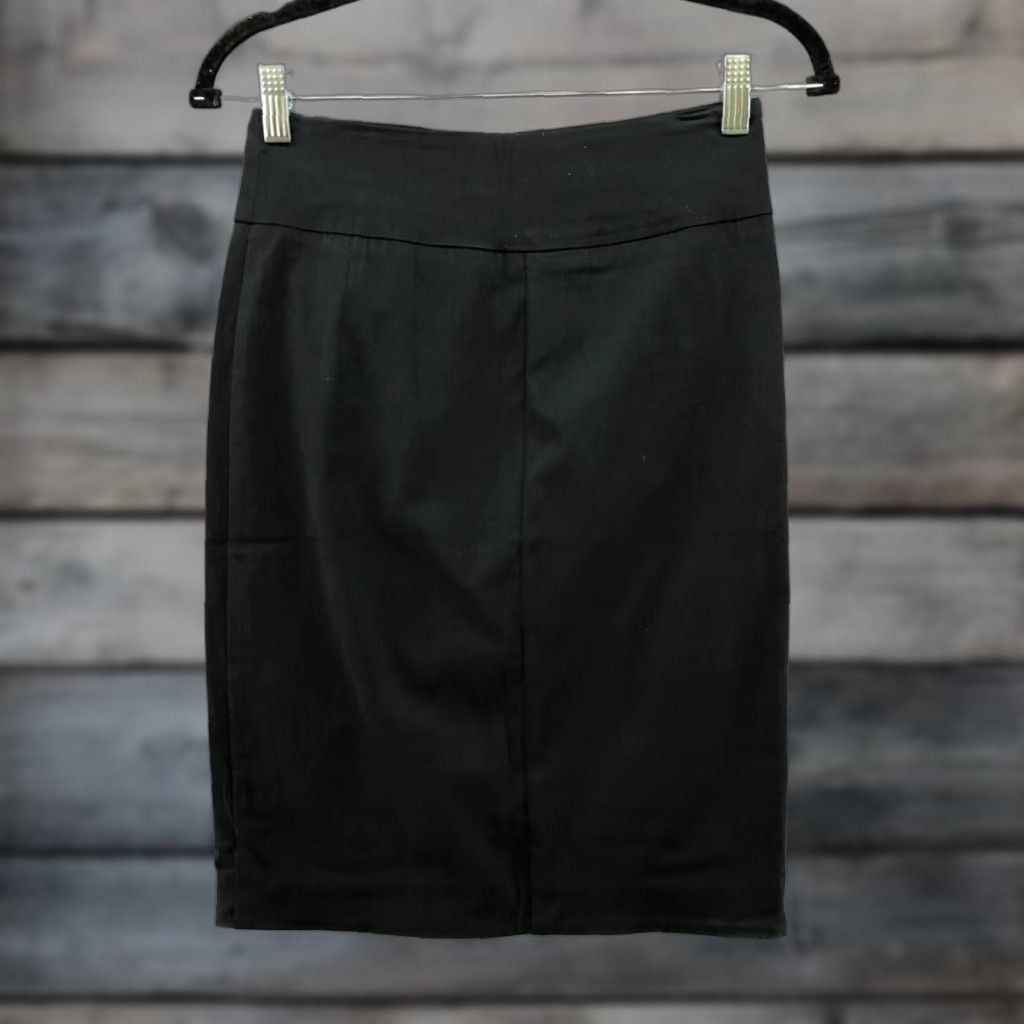 Vintage Margaret M Womens Black Pull On Stretch Pencil Skirt Size XS Workwear Comfort Size 26" / US 2 / IT 38 - 1 Thumbnail