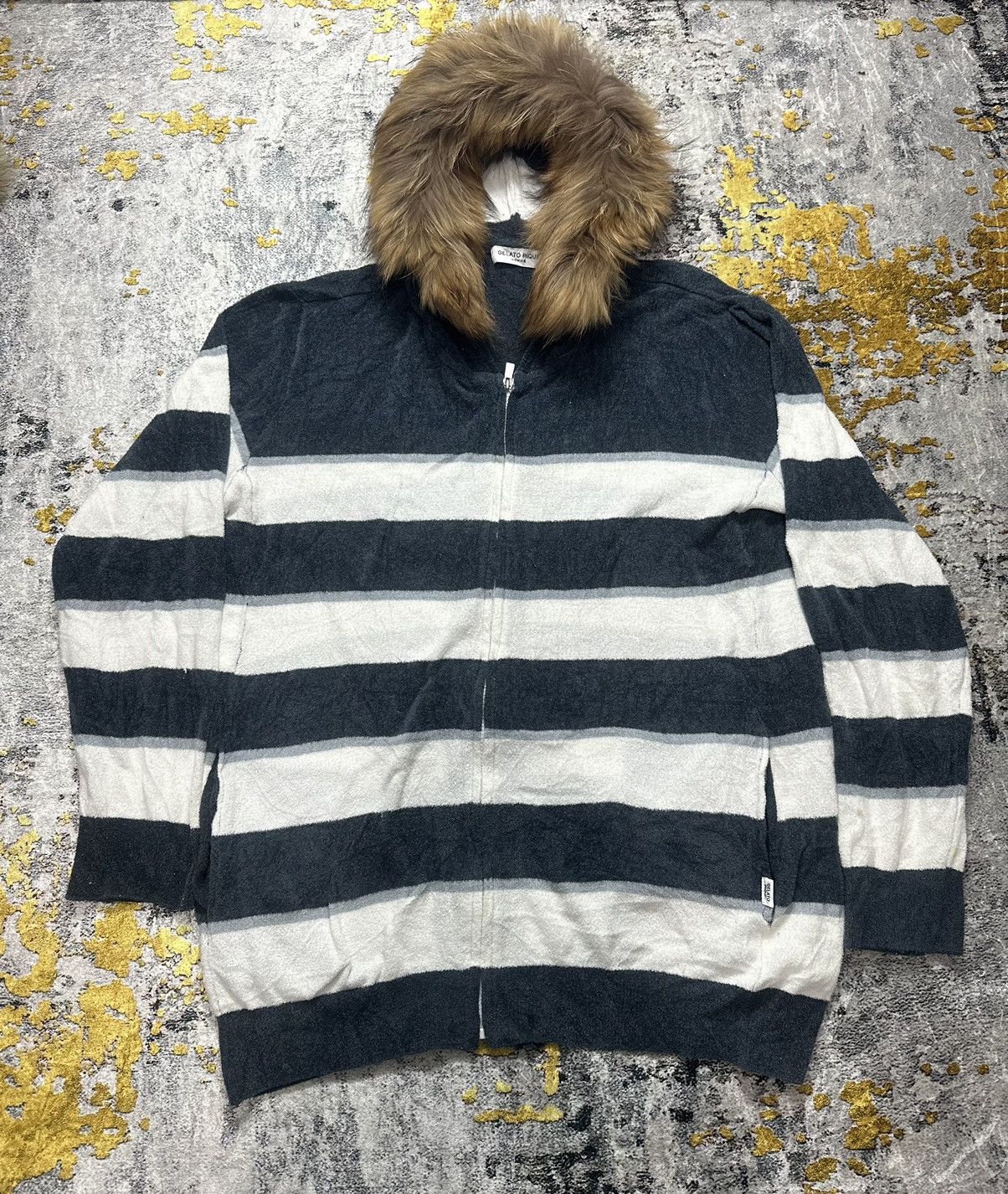 20471120 GELATO PIQUE HOMME STRIPE FUR ZIP HOODIE COTTON JAPAN BRAND Size US XL / EU 56 / 4 - 1 Thumbnail