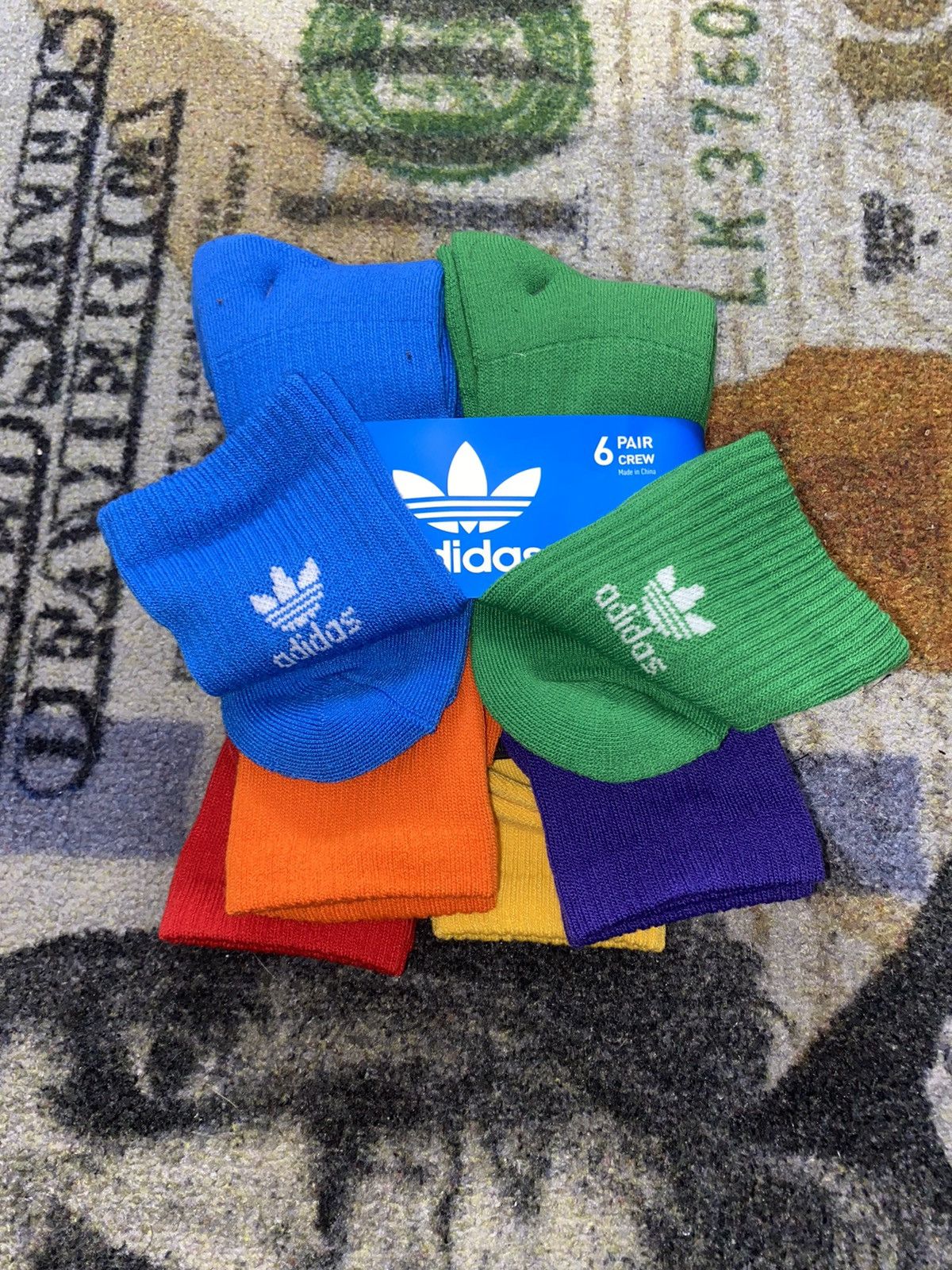 Adidas Adidas Trefoil Crew Socks 6 Pack Multi LARGE Size ONE SIZE - 1 Thumbnail