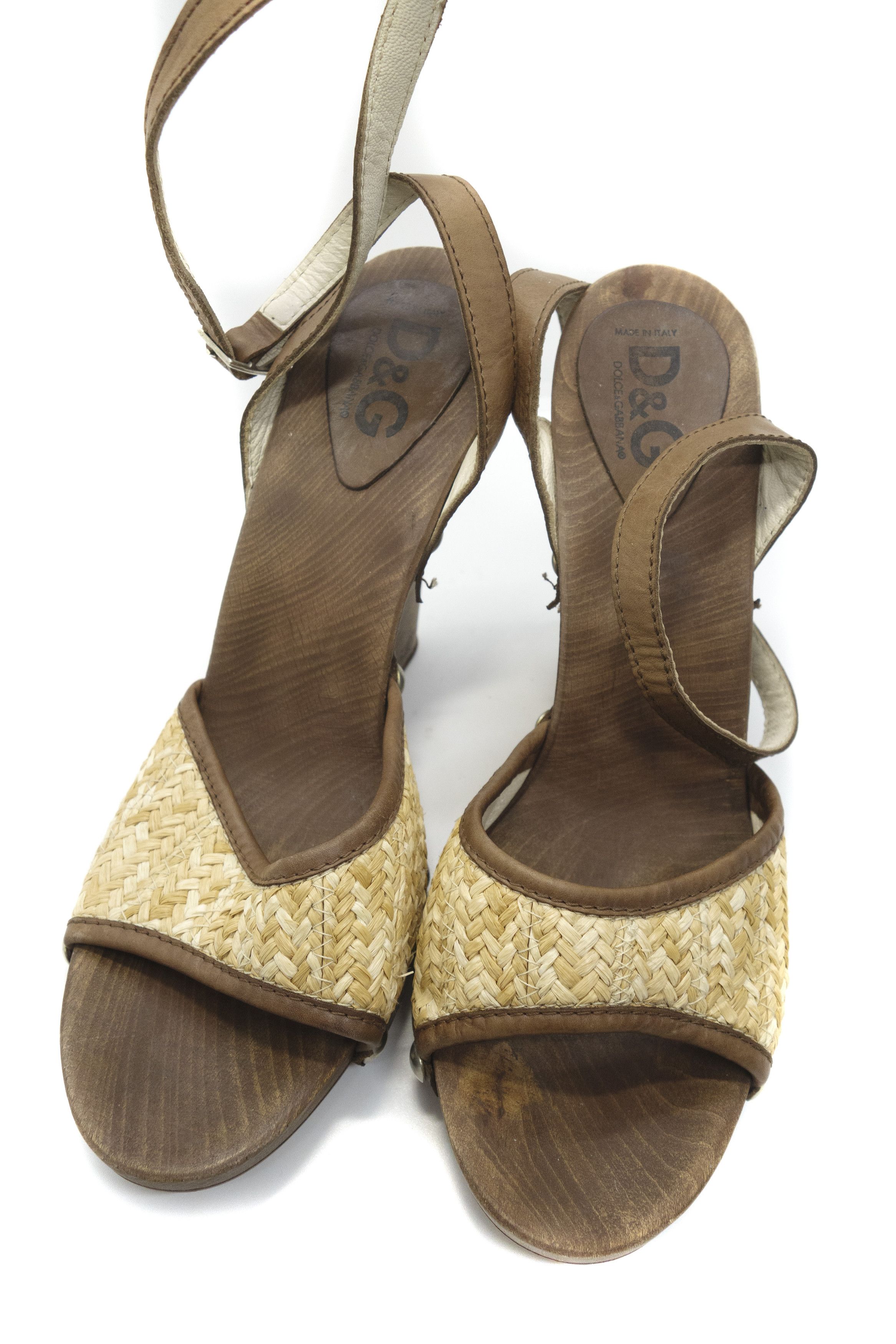 Dolce & Gabbana 00S Wood Studded Platform Sandals Vintage Size US 9 / IT 39 - 4 Thumbnail