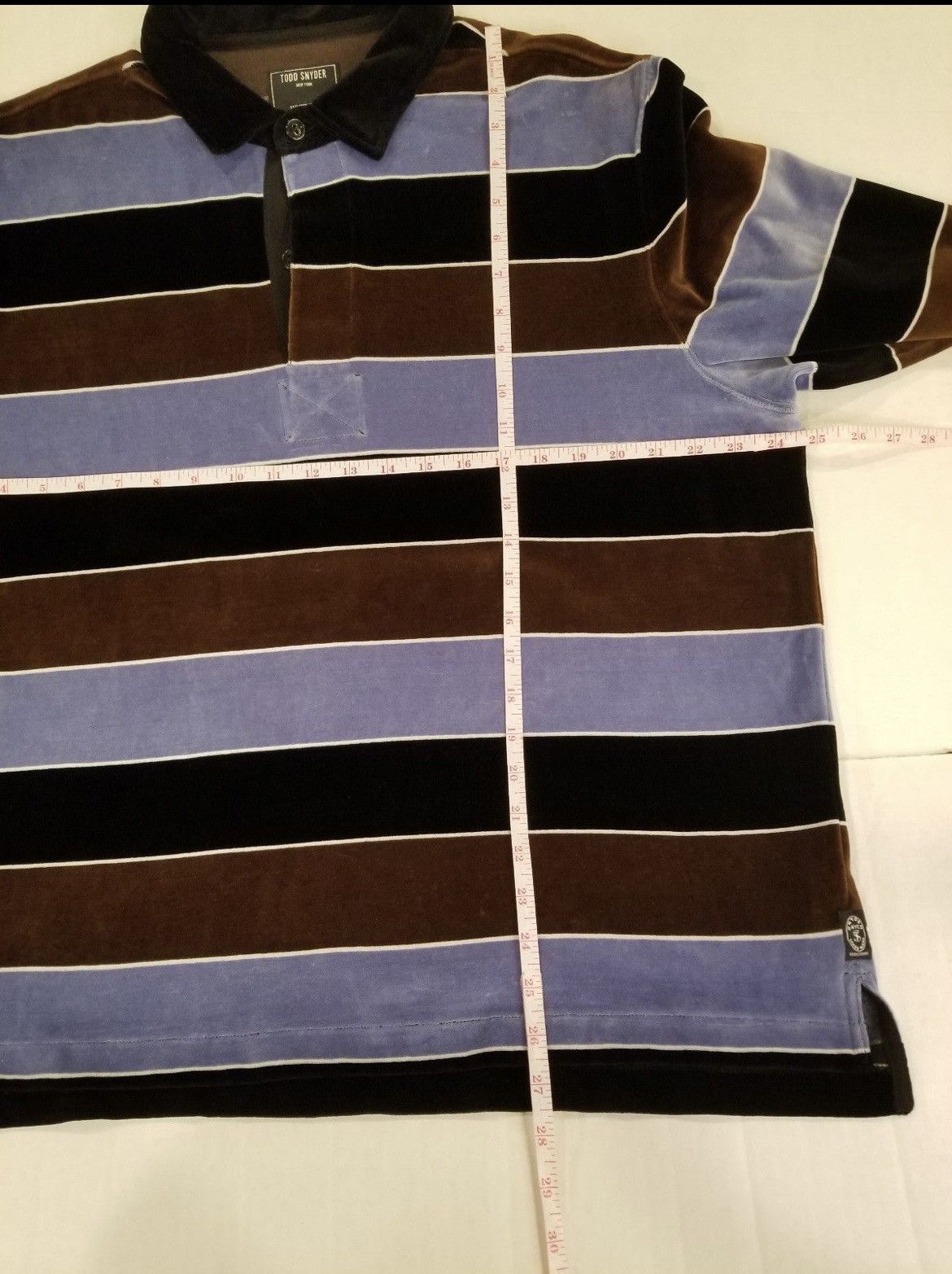 Todd Snyder Todd Snyder Wide Striped Velour Long Sleeve Polo Shirt XL Size US XL / EU 56 / 4 - 8 Thumbnail