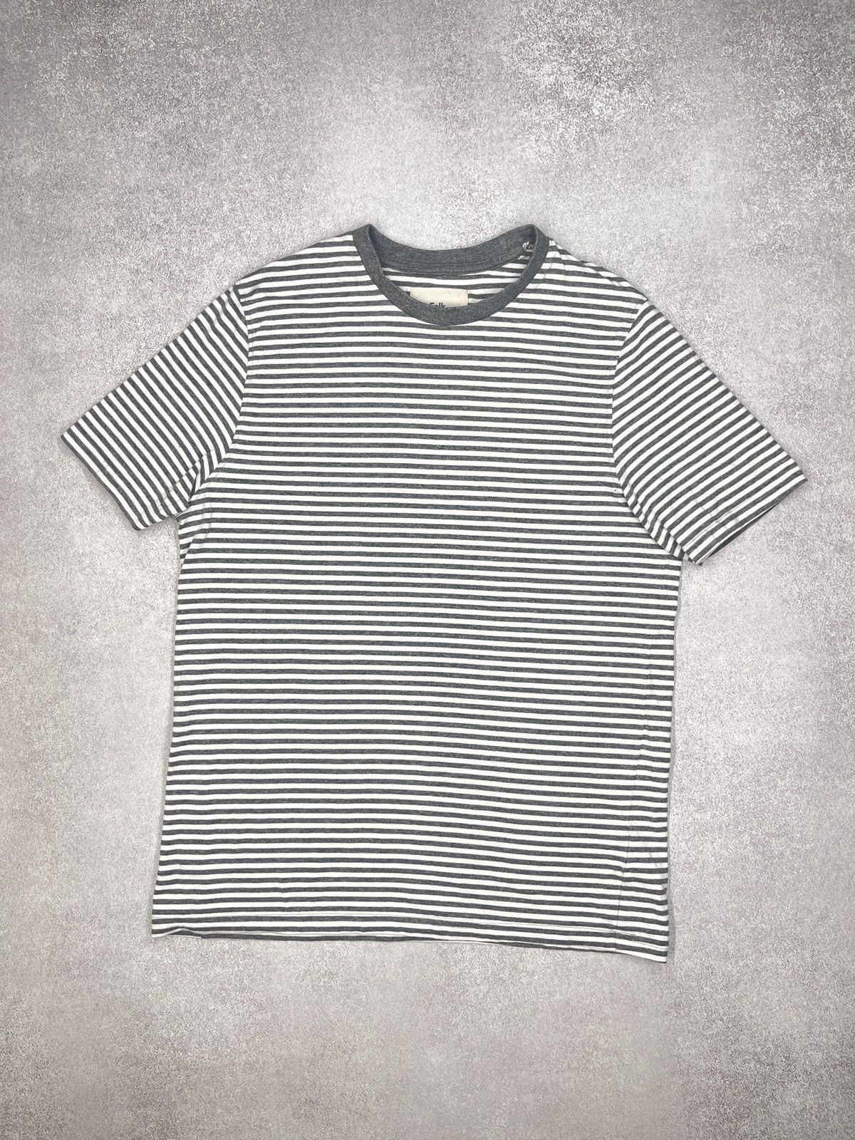 Folk Mens Folk Striped T Shirt Grey/White Size US M / EU 48-50 / 2 - 2 Thumbnail