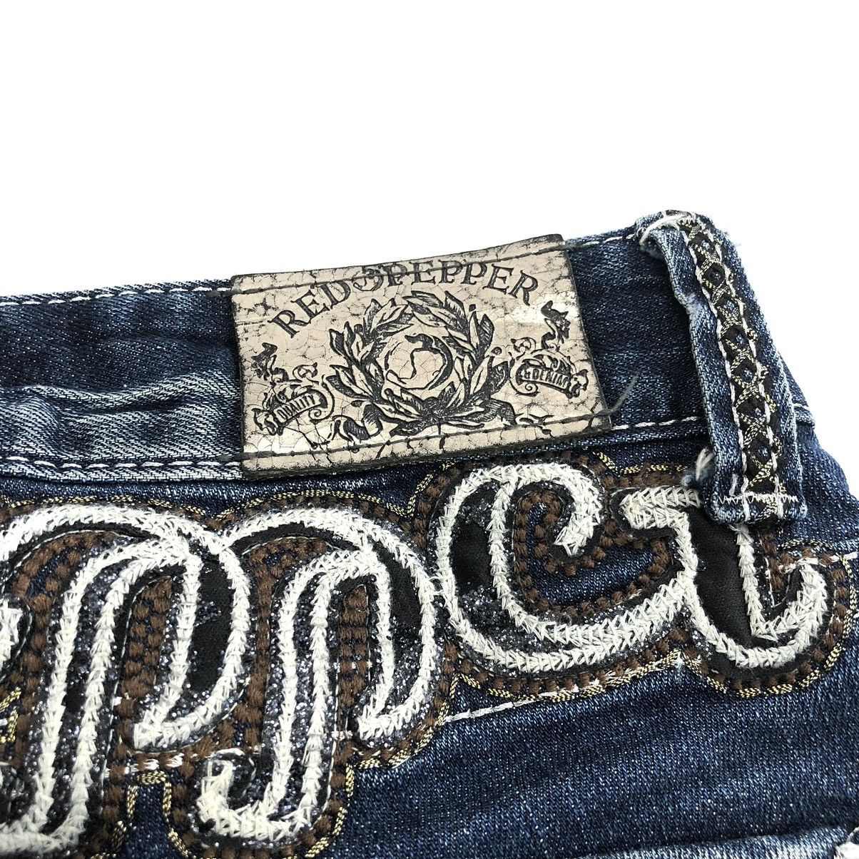 14th Addiction × If Six Was Nine × Japanese Brand Y2K Vintage Red Pepper Cross Punk Distressed Skinny Jeans Size 28" / US 6 / IT 42 - 6 Thumbnail