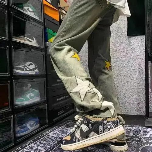 Japanese Brand × Jean Retro yellow mud color design star embroidered jeans Size US 32 / EU 48 - 4 Thumbnail
