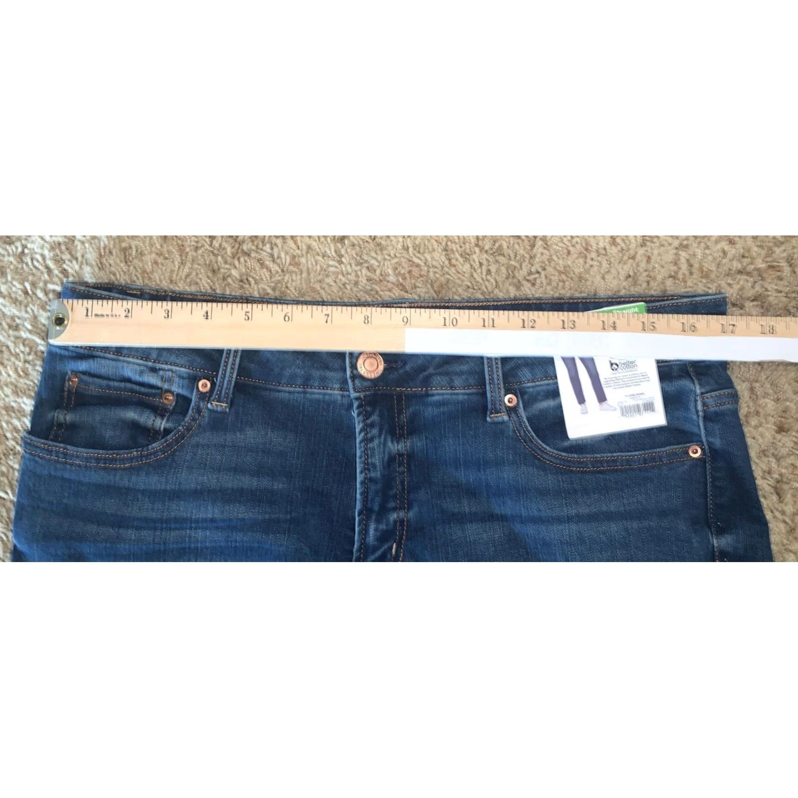 Vintage Time Tru Denim Straight Leg Pants 14 Mid Rise Stretch Blue Womens Regular Size 36" / US 14 / IT 50 - 6 Thumbnail