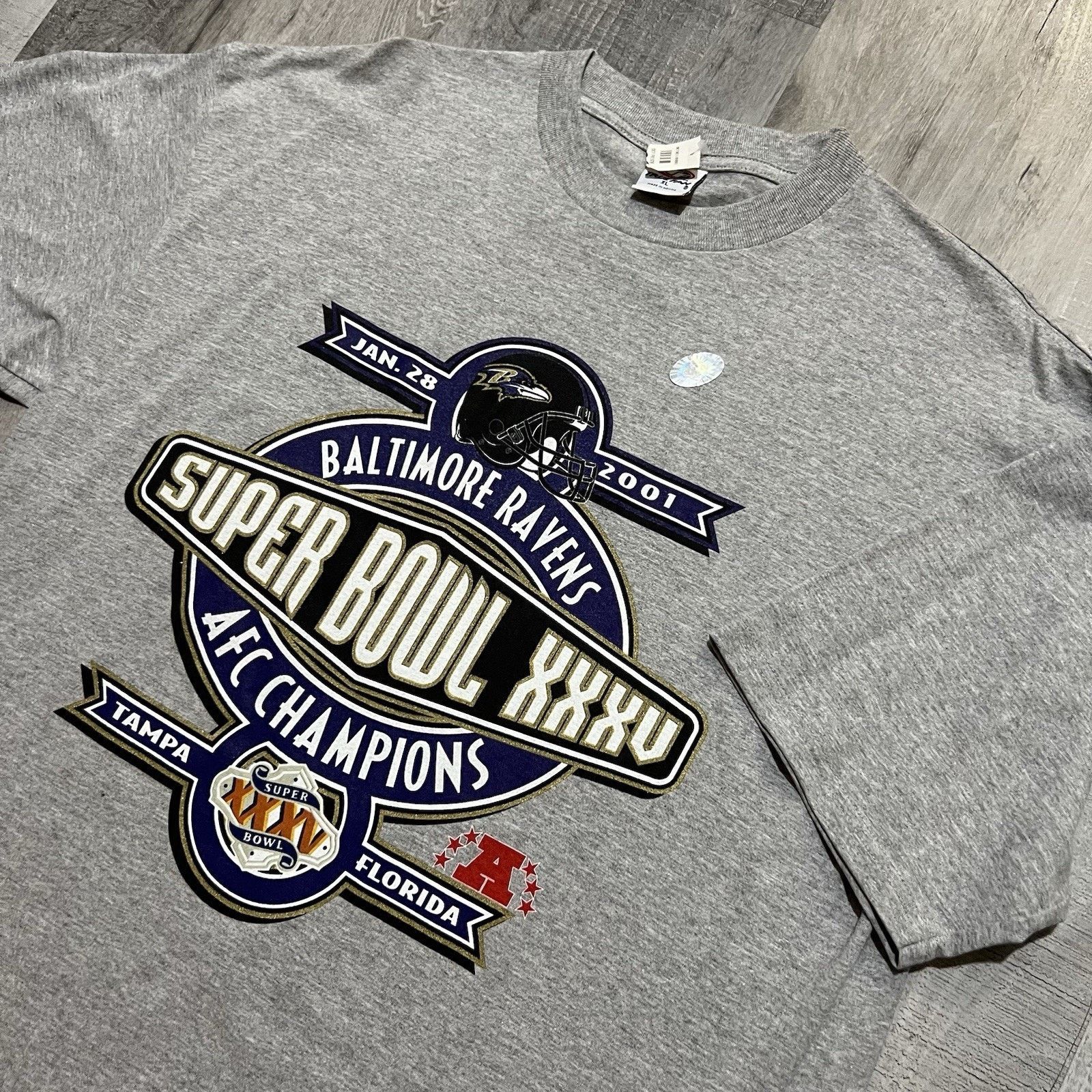 Vintage VTG Baltimore Ravens Super Bowl Champions Football T Shirt Size US XL / EU 56 / 4 - 2 Thumbnail