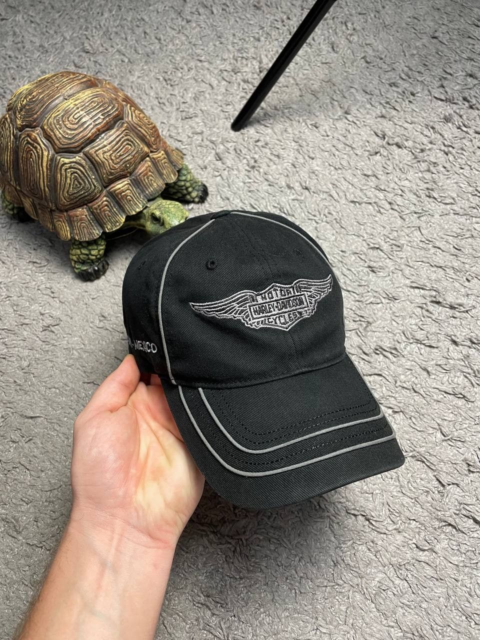 Harley Davidson × Vintage Vintage Harley Davidson Black Cap Size ONE SIZE - 1 Thumbnail