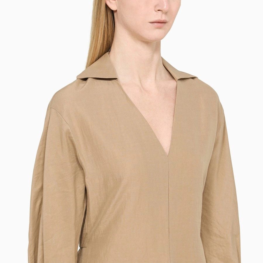 Vince o1d2blof1124 Cotton Chemisier Maxi Dress in Beige Size S / US 4 / IT 40 - 4 Thumbnail