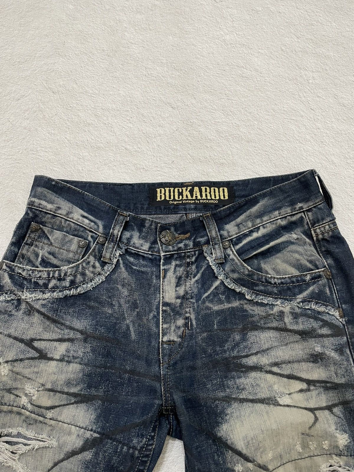 Japanese Brand 2000s Buckaroo Distressed Destroyed Denim Grunge Vkei Ifsix Size US 31 - 6 Thumbnail