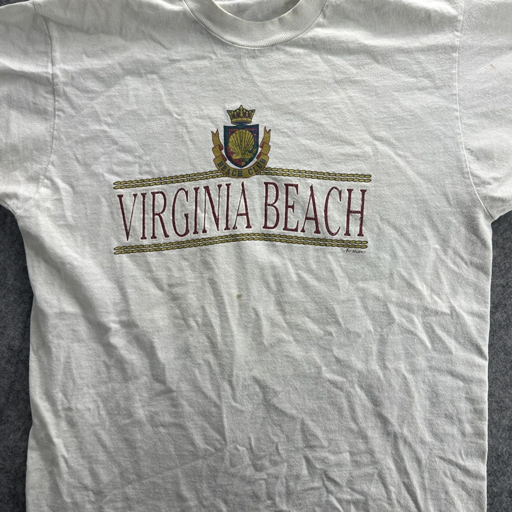 Fruit Of The Loom VINTAGE Virginia Beach Shirt Mens Large White Beach Club Tourist Souvenir 90s Tee Size US L / EU 52-54 / 3 - 3 Thumbnail