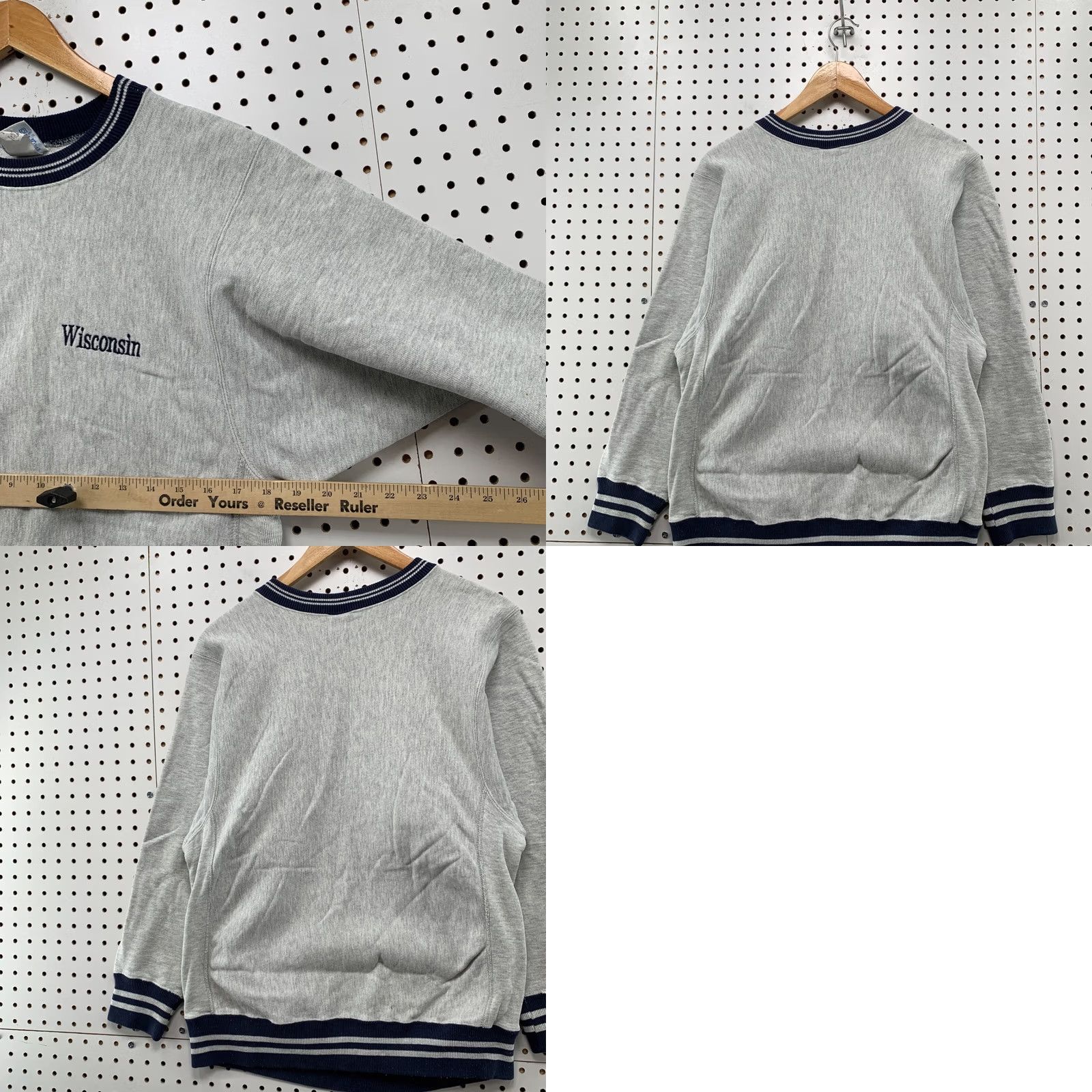 Champion VINTAGE Champion Reverse Weave Sweatshirt Mens M Gray 90s Wisconsin USA 19x27 Size US M / EU 48-50 / 2 - 10 Thumbnail