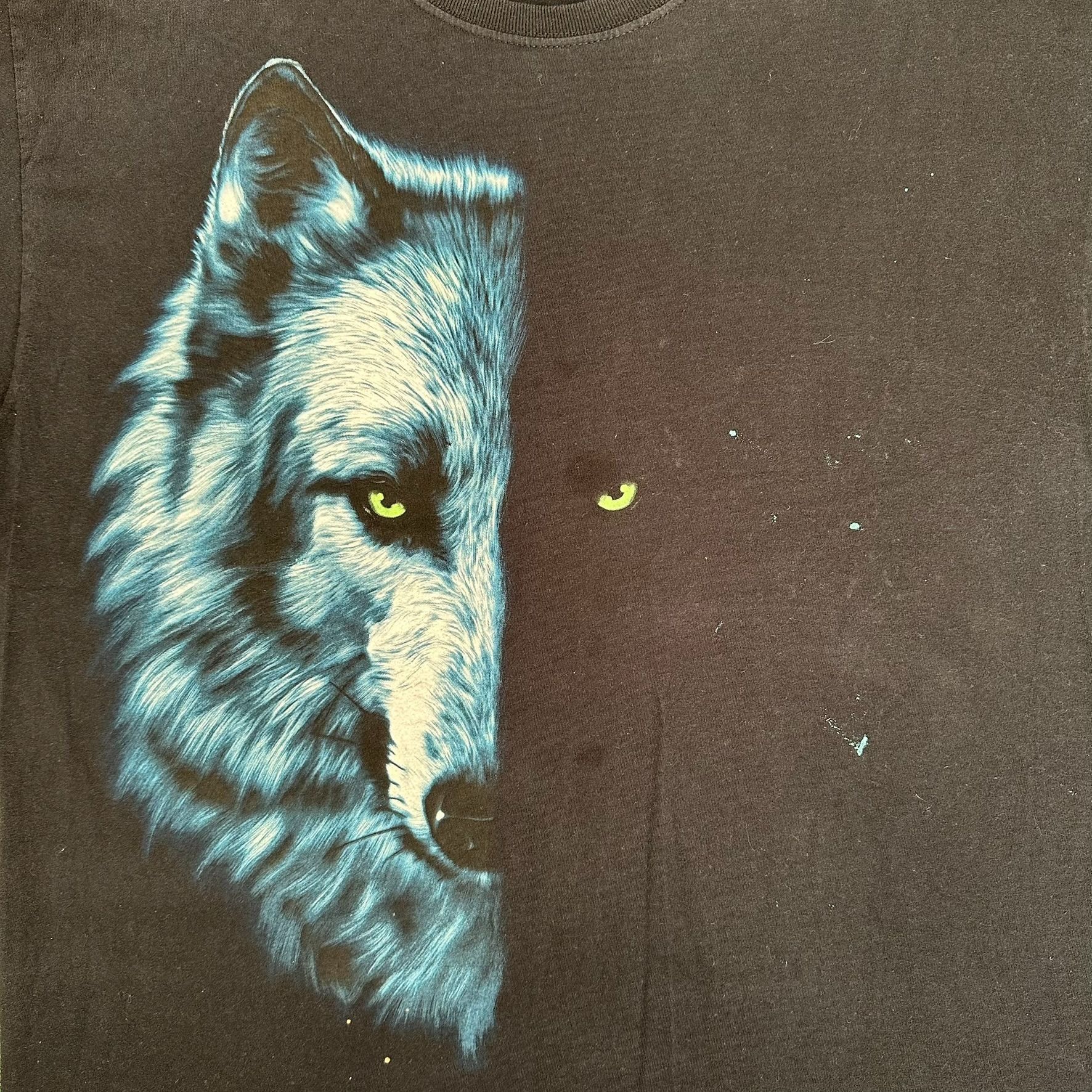 Fruit Of The Loom Vintage Y2K Wolf Shadow T-Shirt Black L Gorpcore Nature L Bl Size US L / EU 52-54 / 3 - 2 Thumbnail