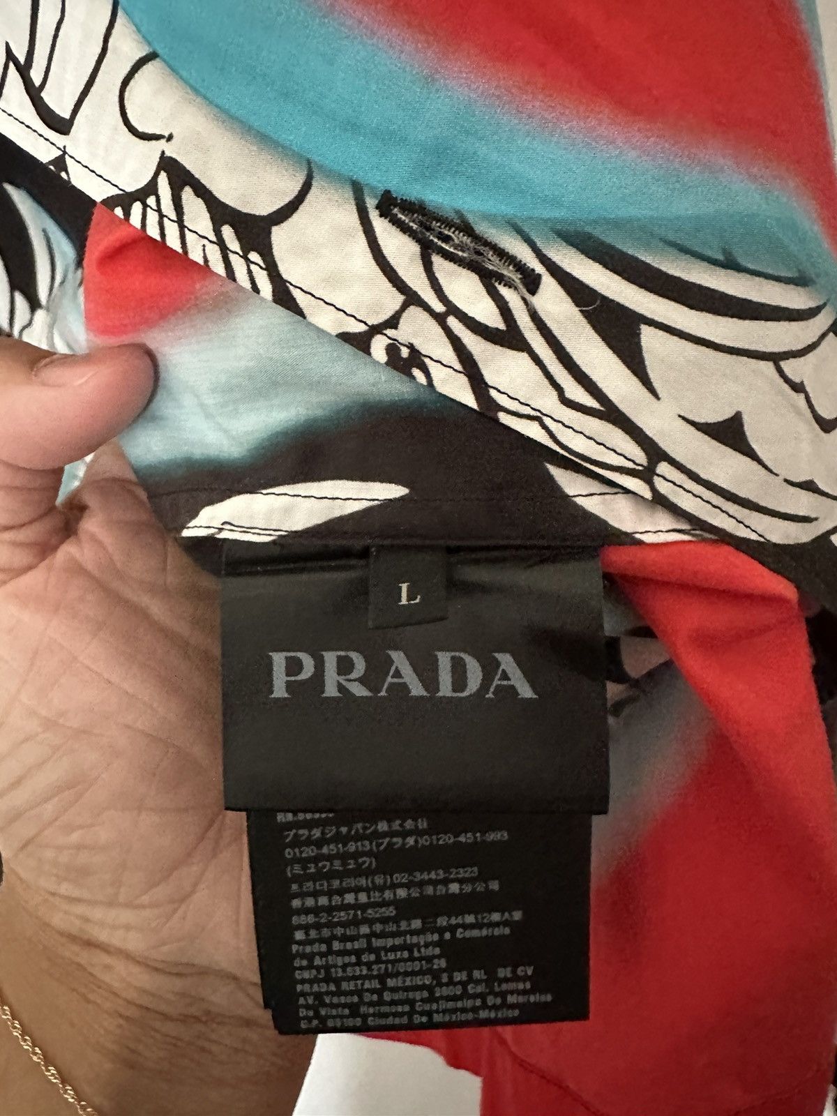 Prada Prada SS18 Dahlia Flame Bowling Shirt Size US L / EU 52-54 / 3 - 4 Thumbnail