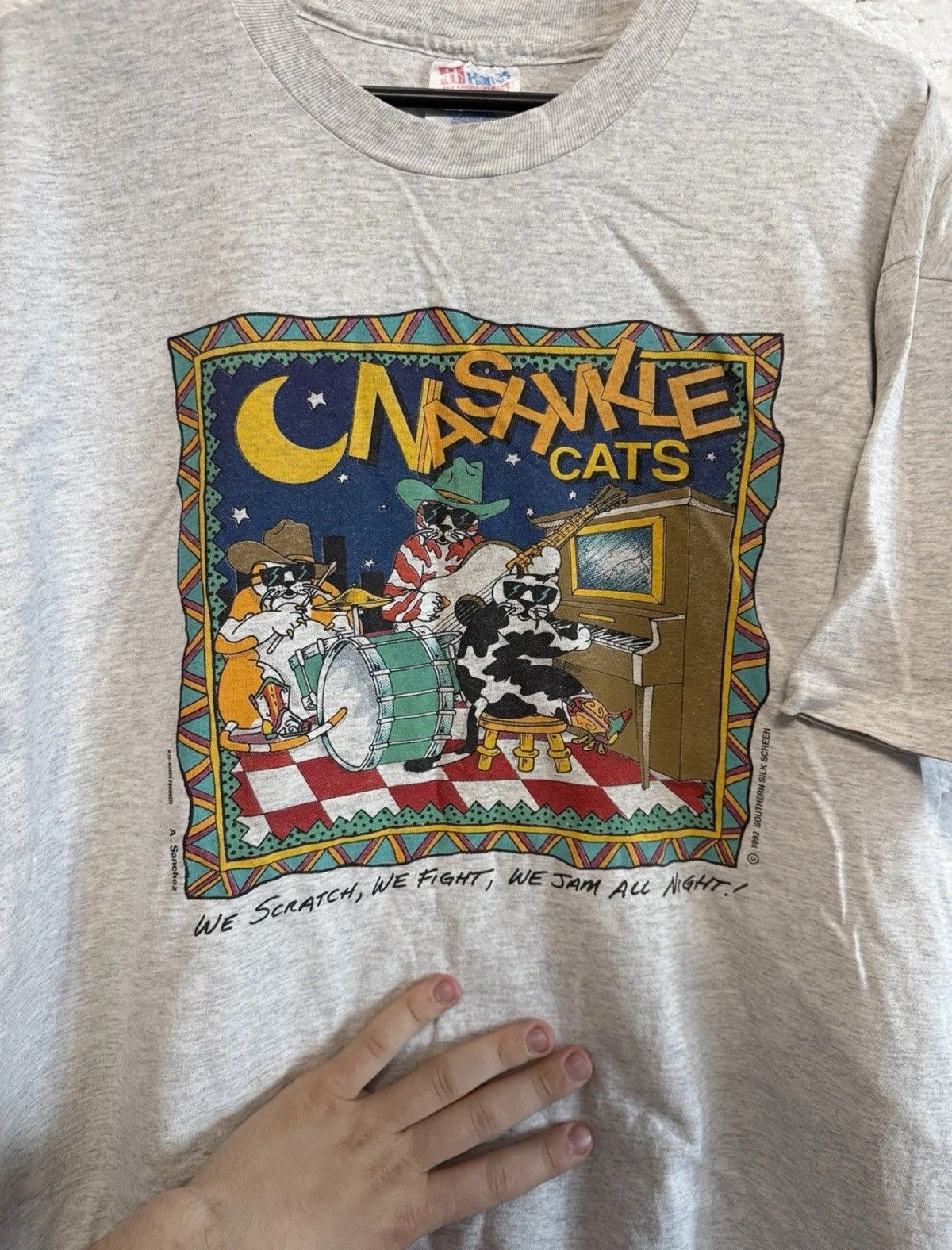 Hanes Vintage Tshirt Nashville Cats 1992 Hanes USA Made Sz XL Size US XL / EU 56 / 4 - 3 Thumbnail